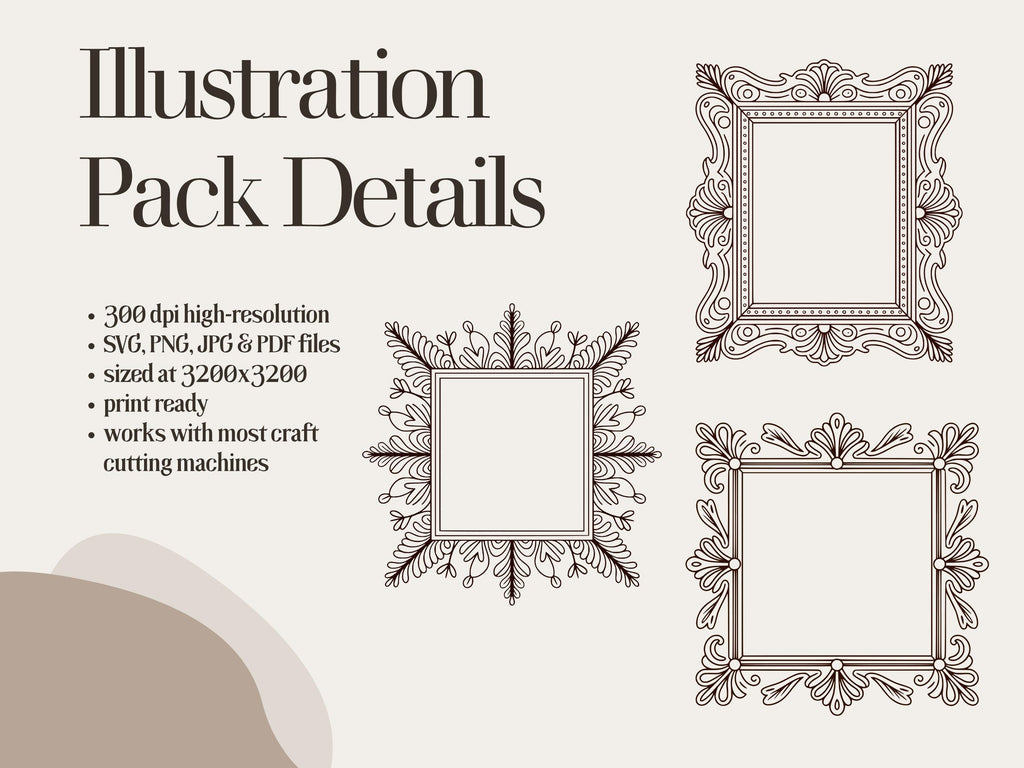 50 Vintage Frame Illustrations, Antique Clipart (png, svg, jpg, pdf)