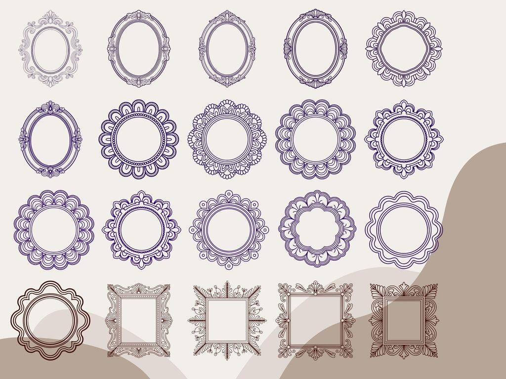 50 Vintage Frame Illustrations, Antique Clipart (png, svg, jpg, pdf)