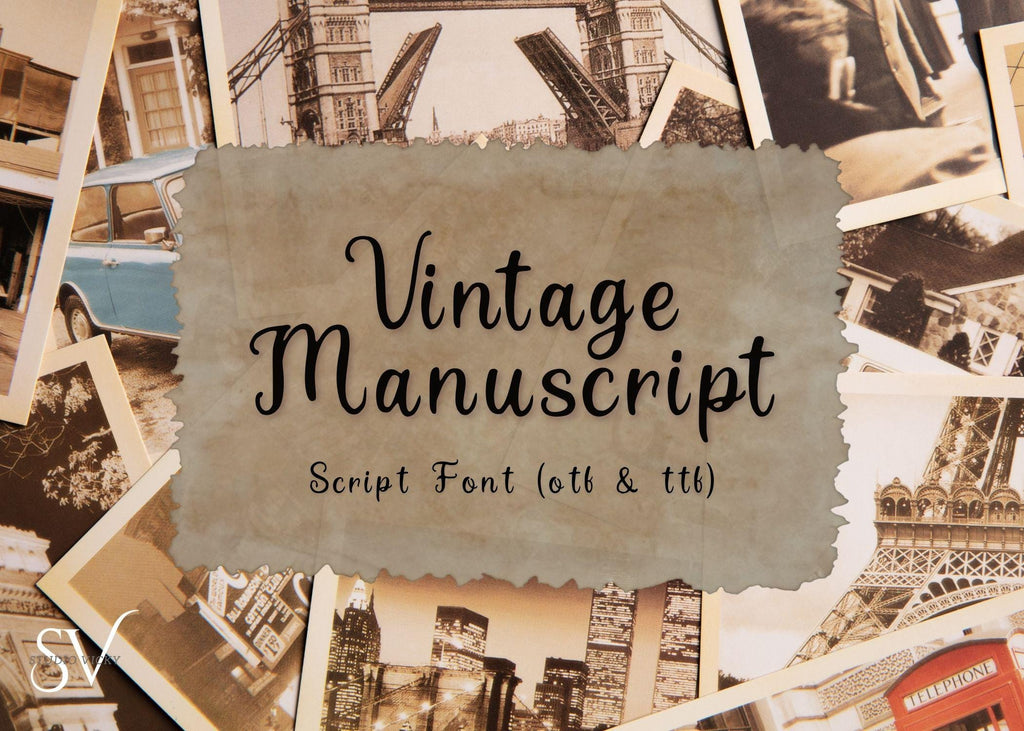 Vintage Manuscript Font: Elegant Antique Script - Canva Friendly (OTF + TTF Files)