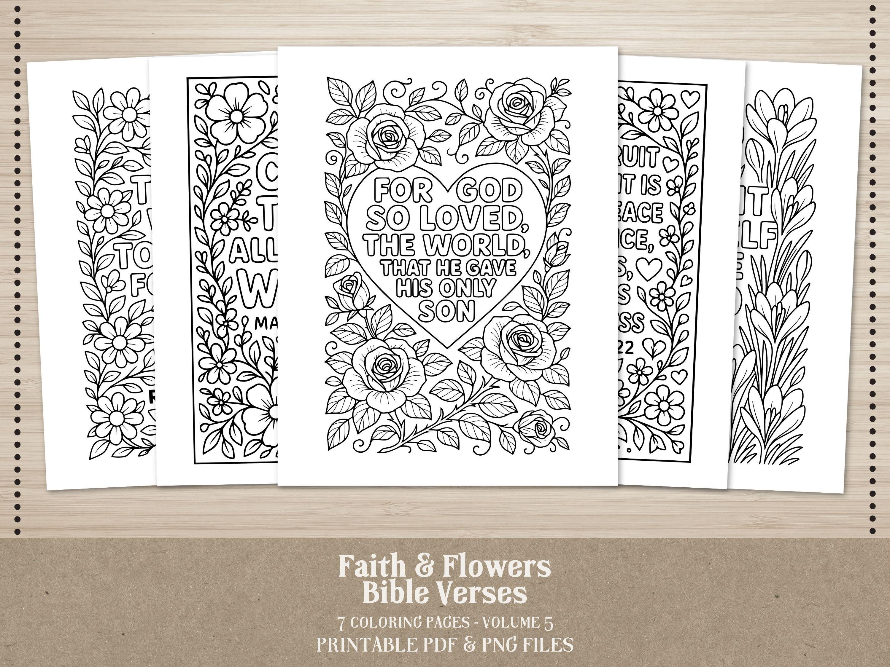 Floral Bible Verse Coloring Pages: Christian Scripture Art (PDF Download)