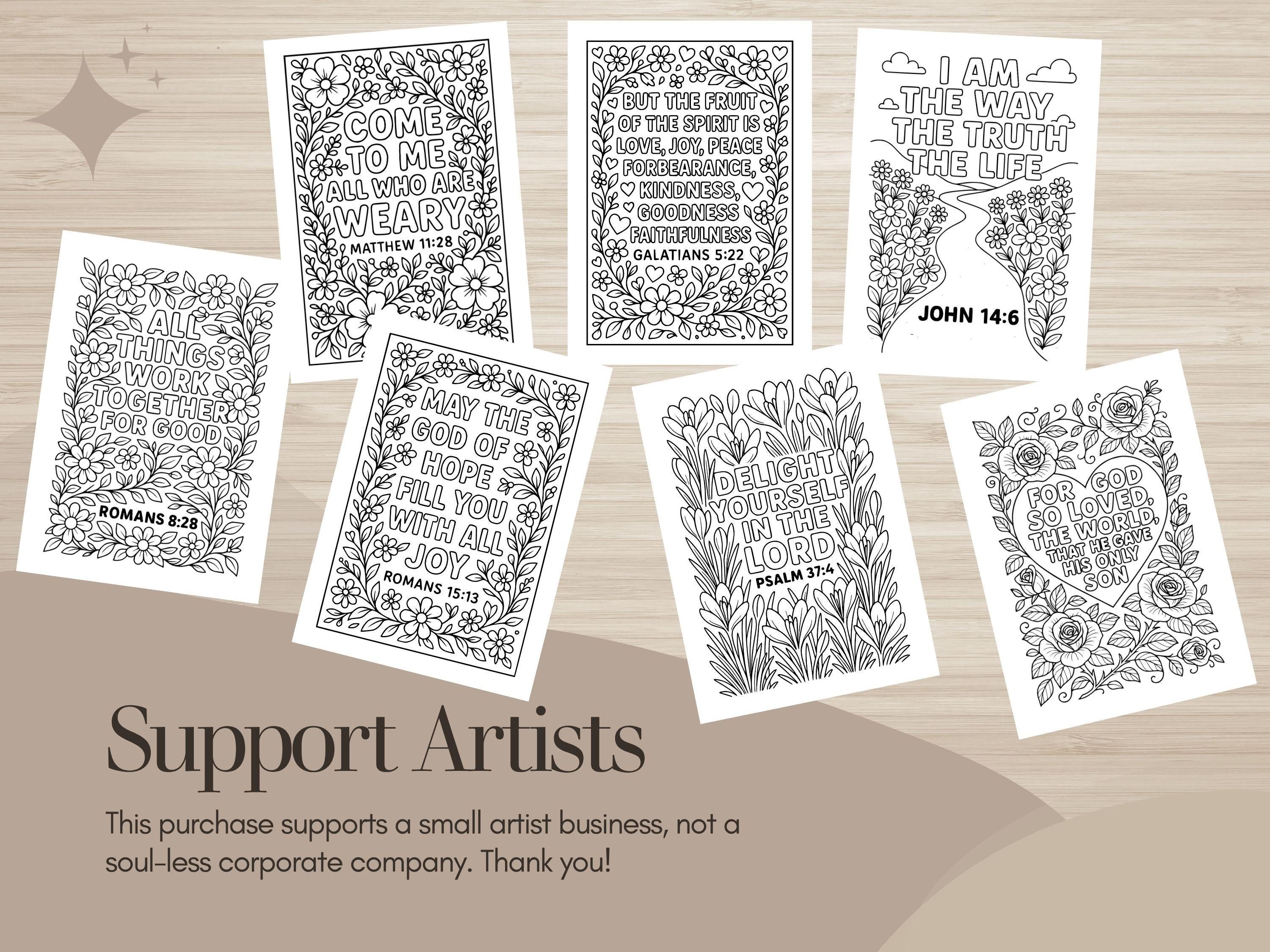 Floral Bible Verse Coloring Pages: Christian Scripture Art (PDF Download)
