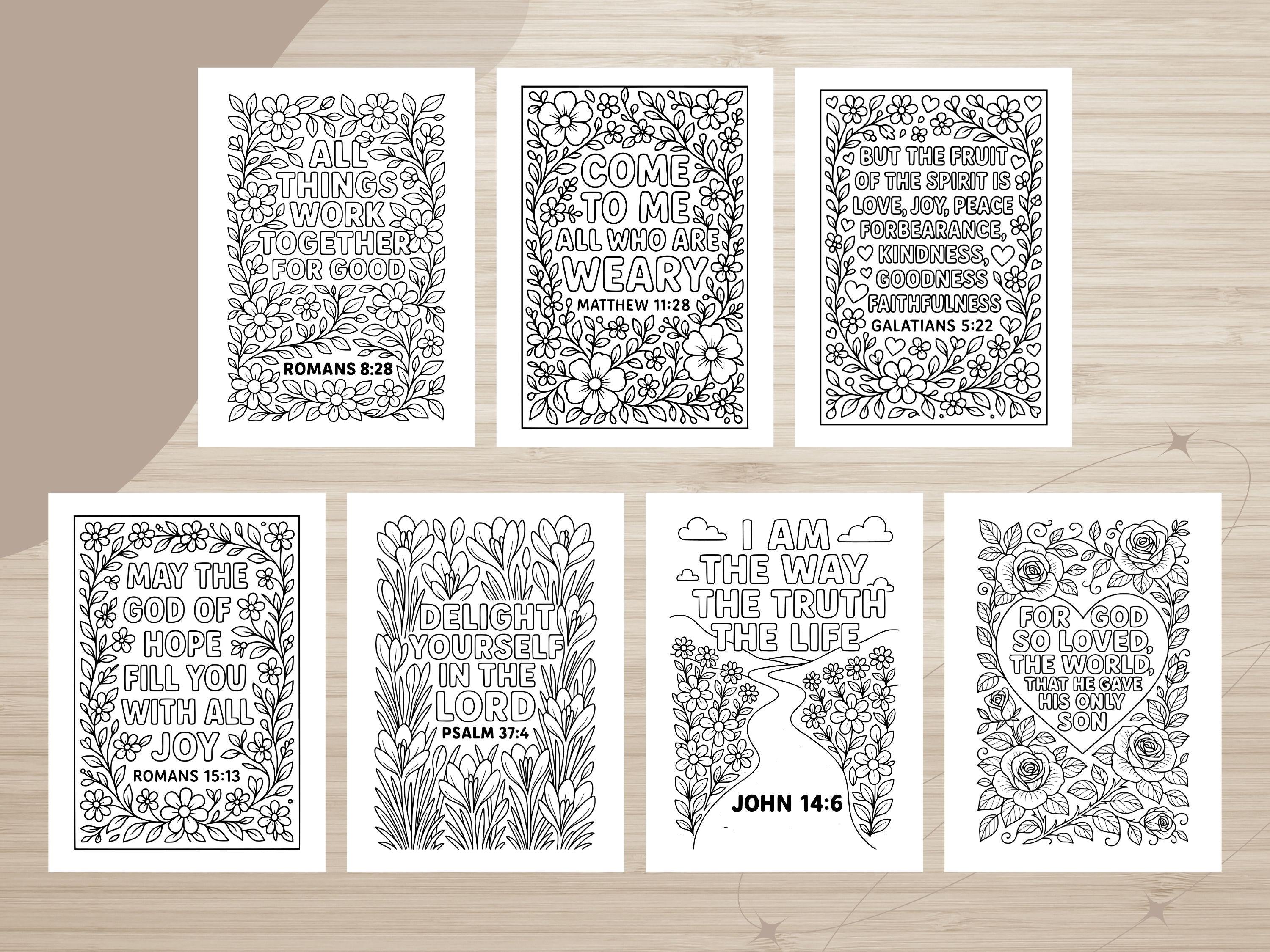 Floral Bible Verse Coloring Pages: Christian Scripture Art (PDF Download)