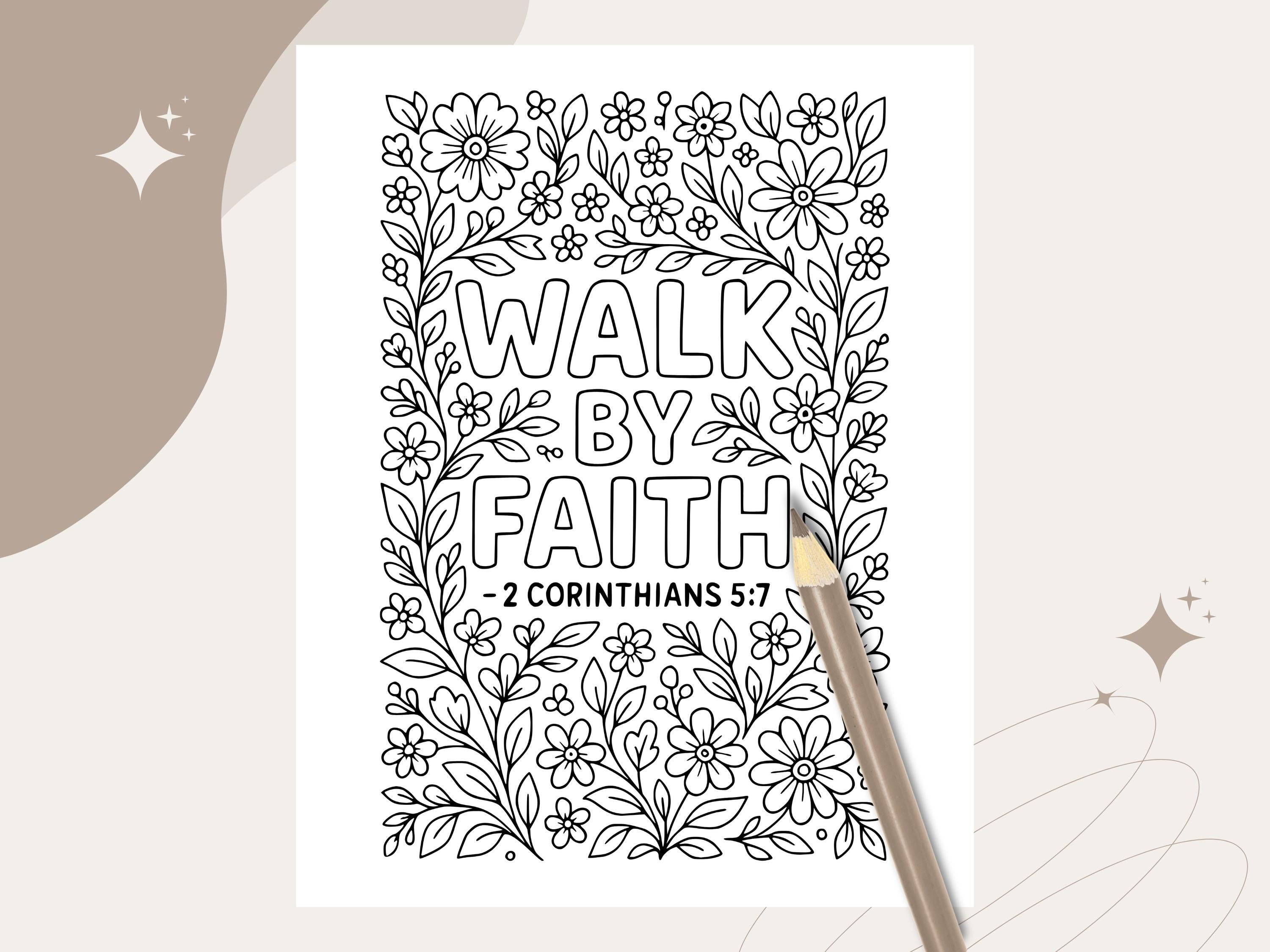 Floral Bible Verse Coloring Pages, Sunday School Printable (PDF & PNG)