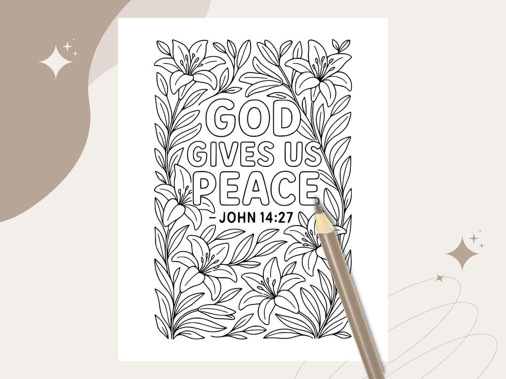 Floral Bible Verse Coloring Pages, Sunday School Printable (PDF & PNG)
