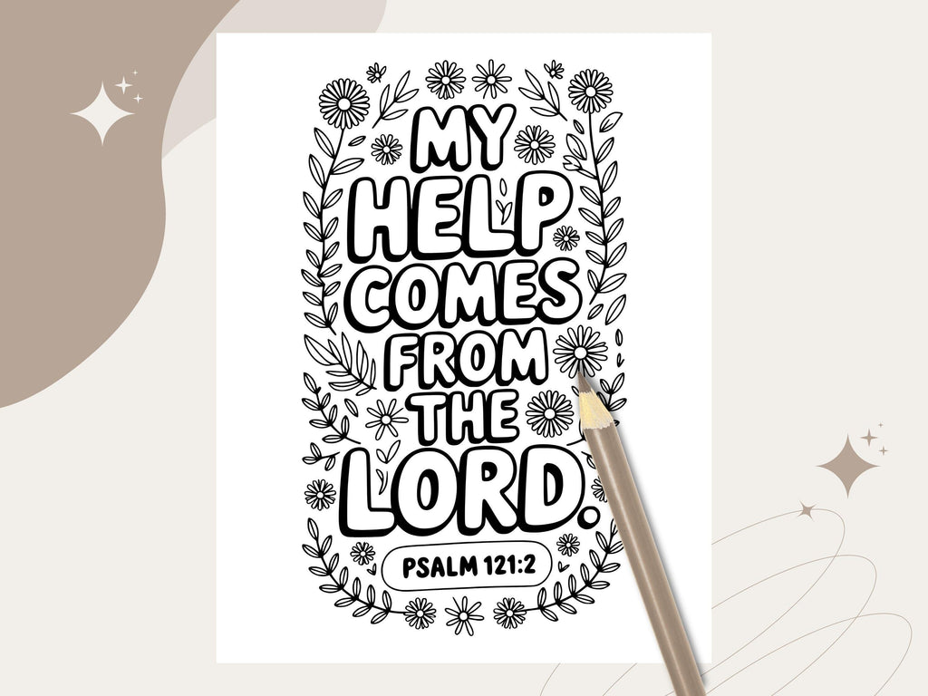 Floral Bible Verse Coloring Pages, Printable Scripture Art (PDF & PNG)