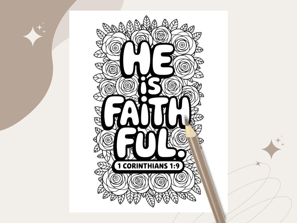 Floral Bible Verse Coloring Pages, Printable Scripture Art (PDF & PNG)