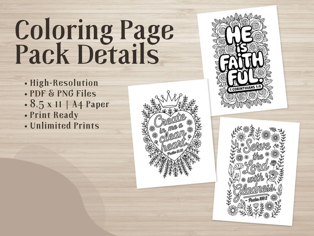 Floral Bible Verse Coloring Pages, Printable Scripture Art (PDF & PNG)