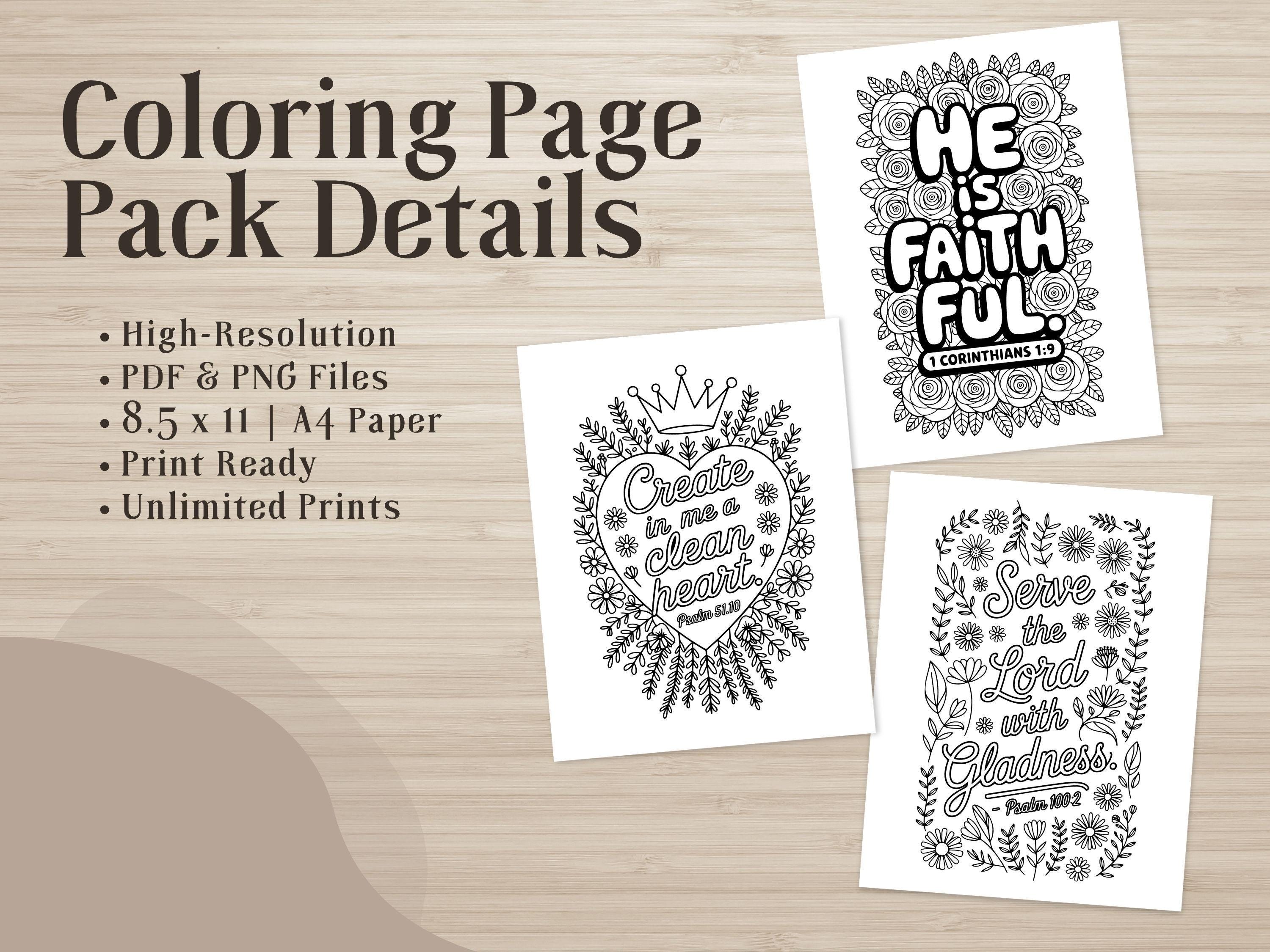 Floral Bible Verse Coloring Pages, Printable Scripture Art (PDF & PNG)
