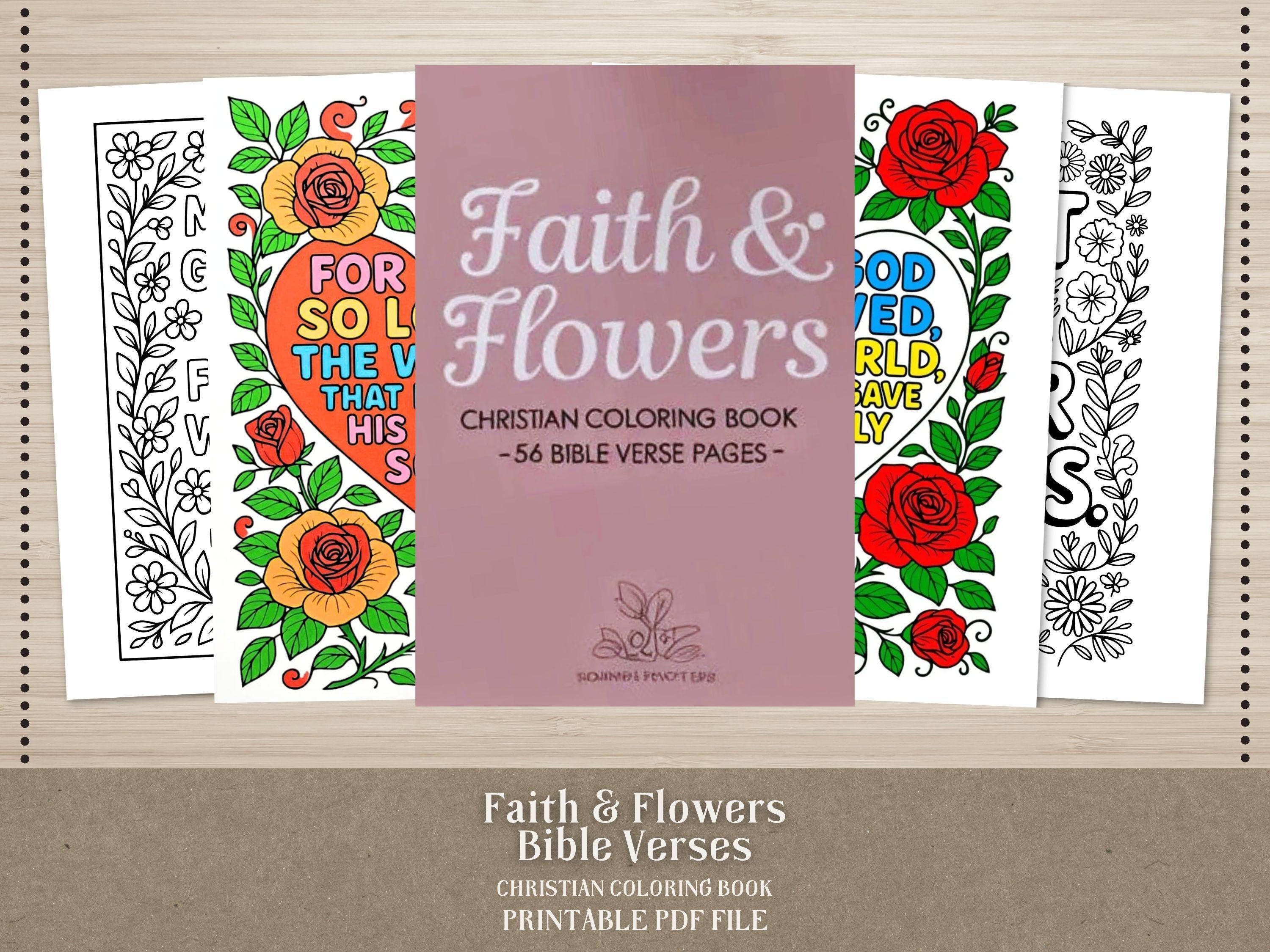 Floral Bible Verse Coloring Book: Christian Scripture Art (PDF Printable 56 Pages)