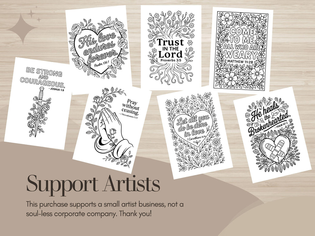 Floral Bible Verse Coloring Book: Christian Scripture Art (PDF Printable 56 Pages)