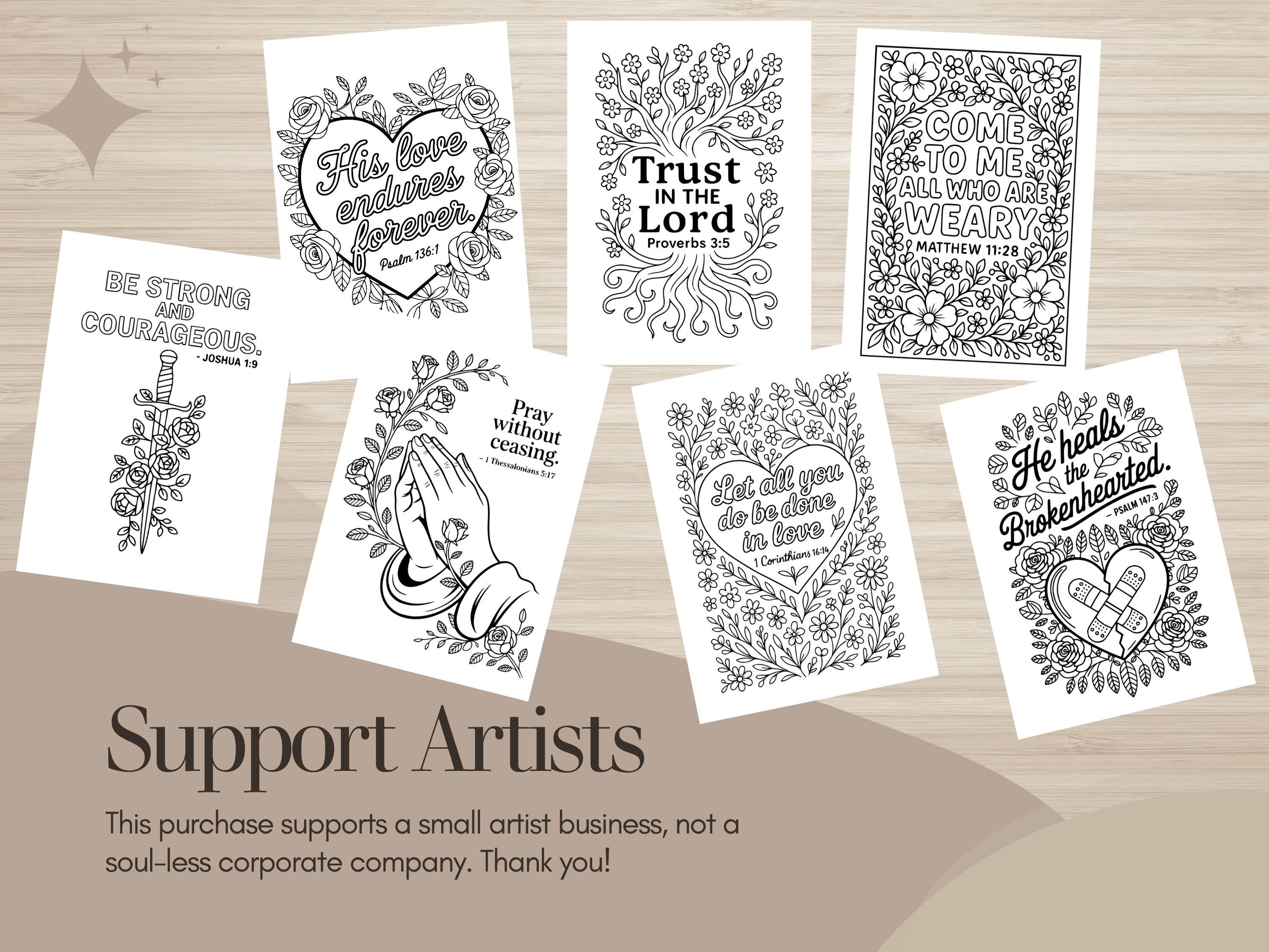 Floral Bible Verse Coloring Book: Christian Scripture Art (PDF Printable 56 Pages)