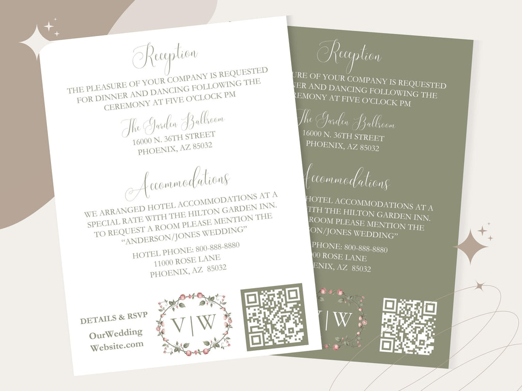 Victorian Garden Wedding Invitation Suite: Sage Green Floral Canva Templates