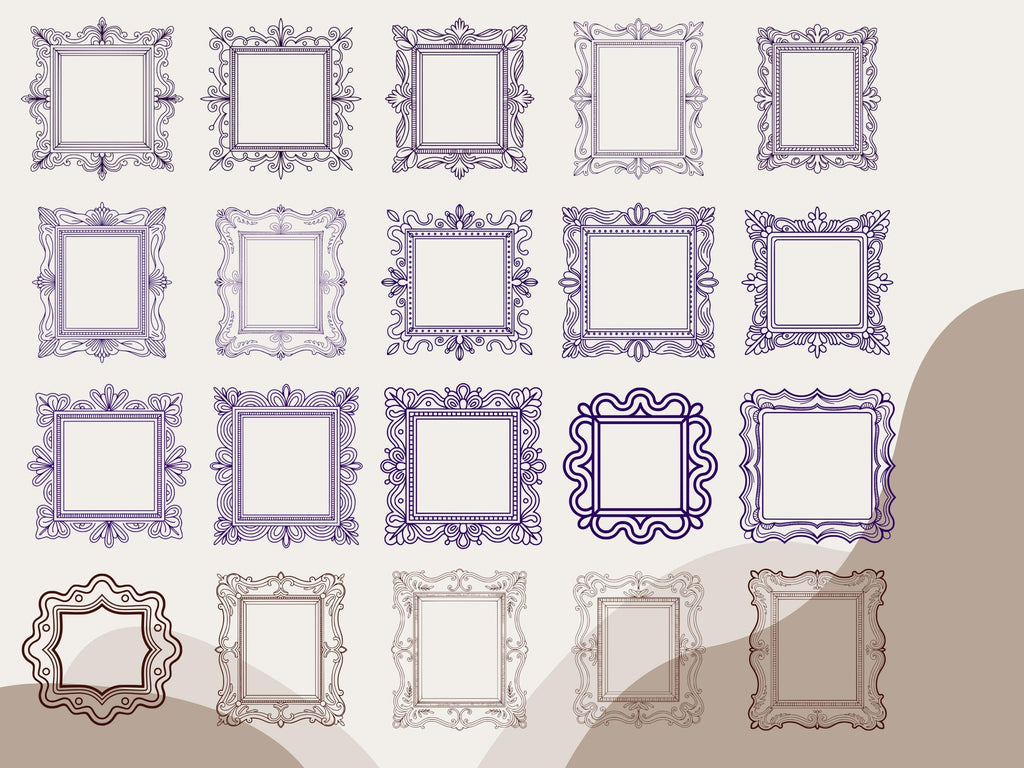50 Vintage Frame Illustrations, Antique Clipart (png, svg, jpg, pdf)