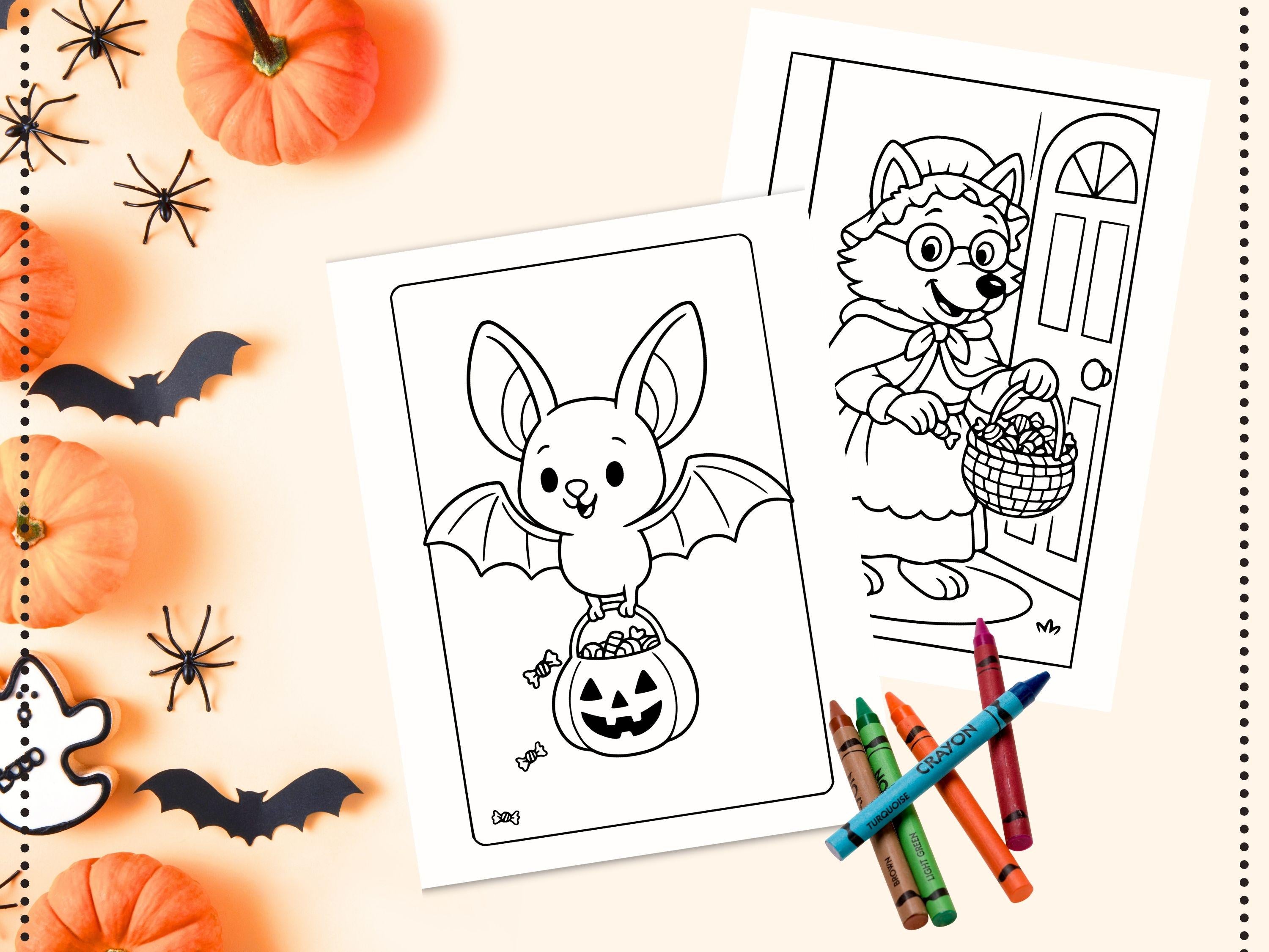 Spooky Cuties Halloween Coloring Pages: Kawaii Trick or Treat Parade (PDF & PNG)