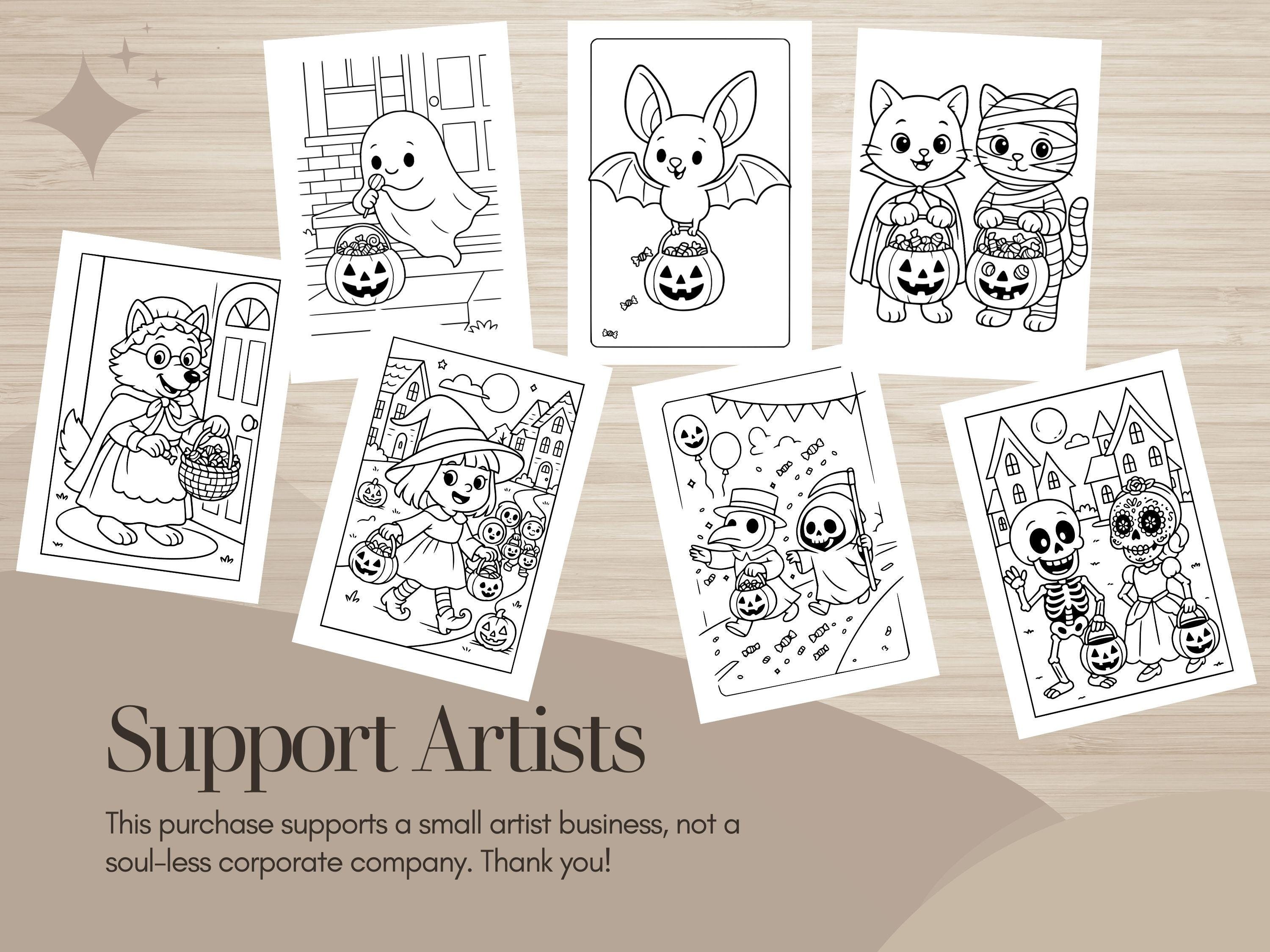 Spooky Cuties Halloween Coloring Pages: Kawaii Trick or Treat Parade (PDF & PNG)