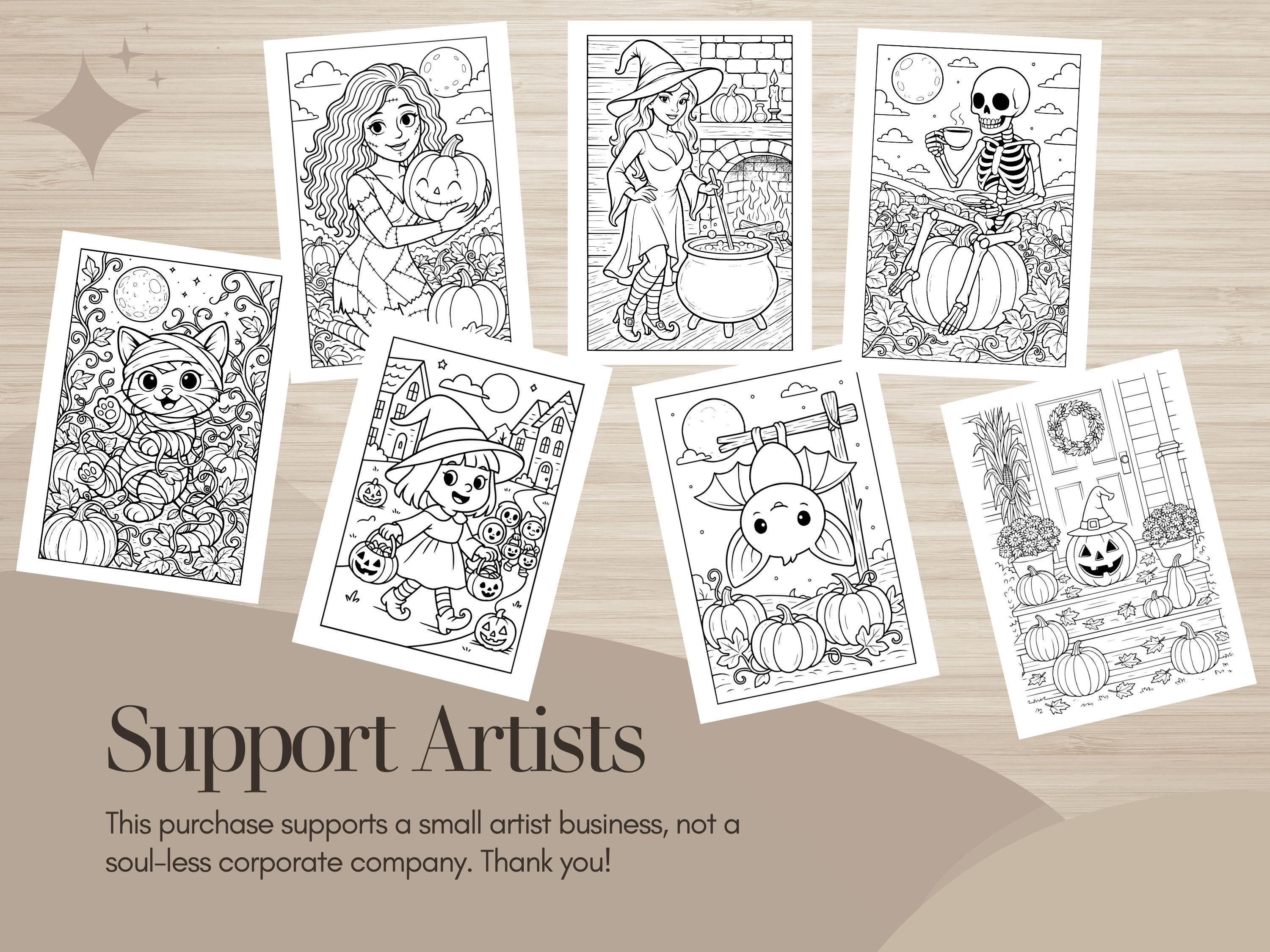 Spooky Cuties Halloween Coloring Pages: Pumpkin Patch (PNG & PDF Instant Download)