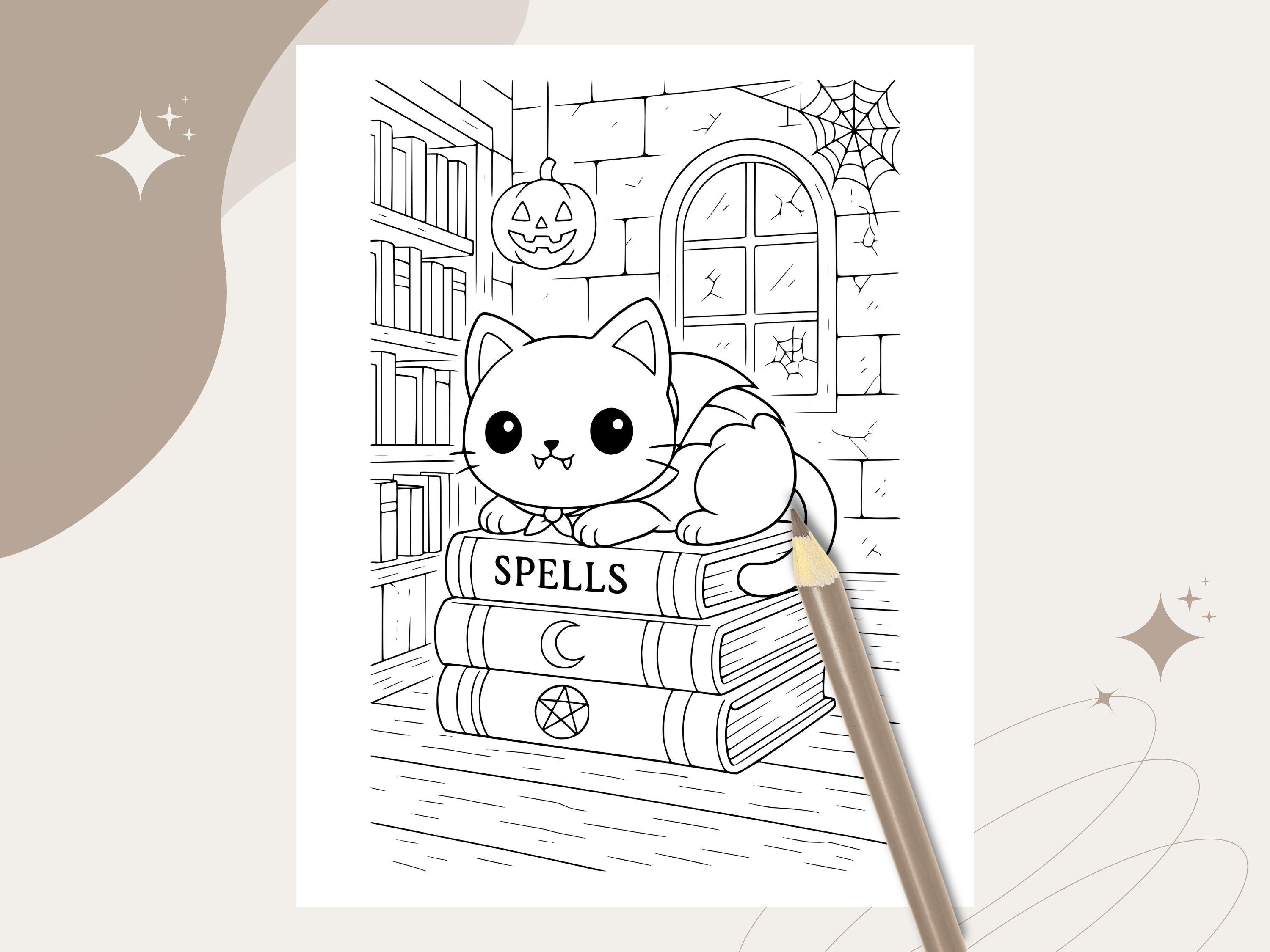 Spooky Cuties Halloween Coloring Pages: Kawaii Haunted House Coloring Book (PNG & PDF Instant Download)