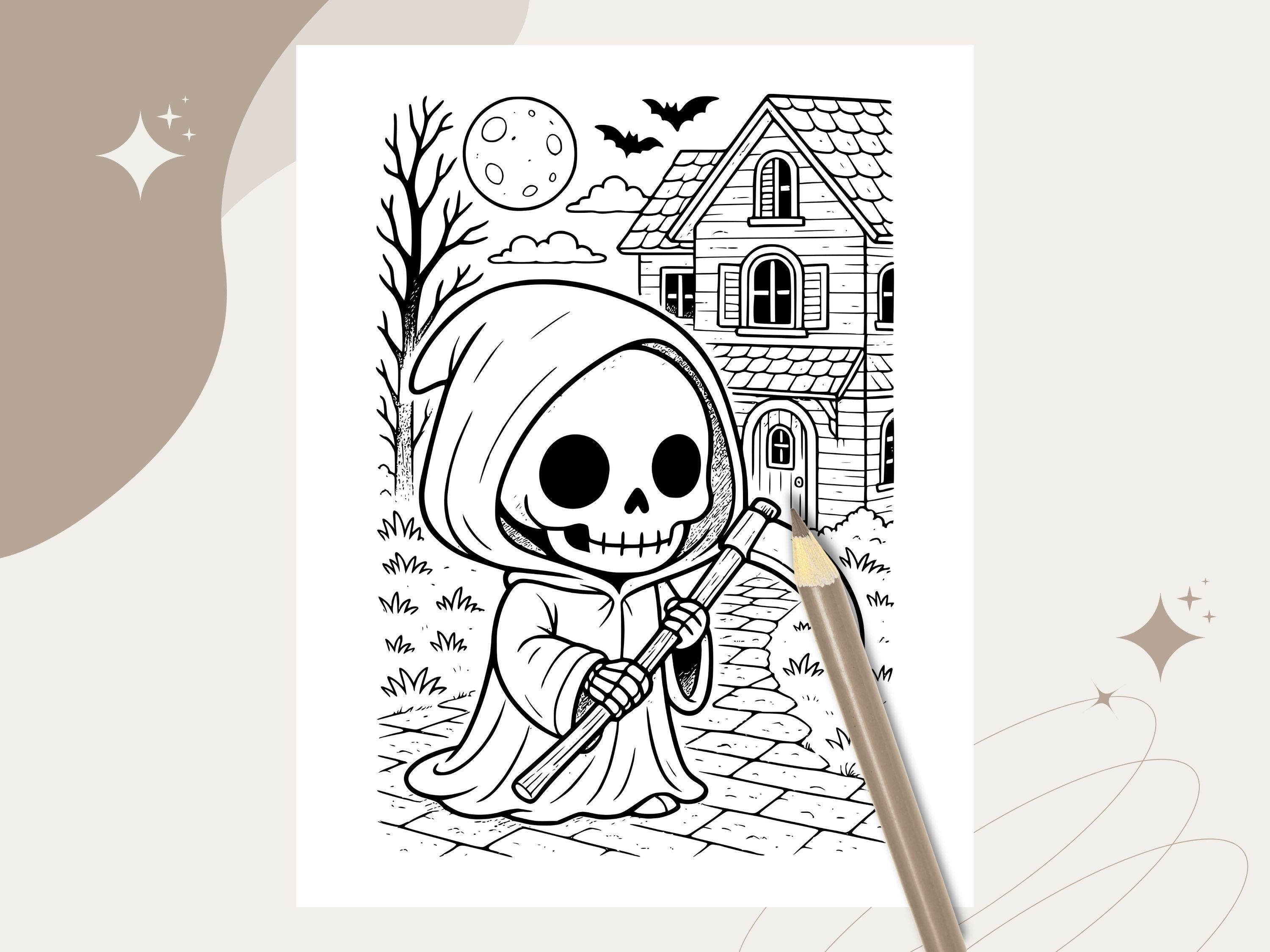 Spooky Cuties Halloween Coloring Pages: Kawaii Haunted House Coloring Book (PNG & PDF Instant Download)