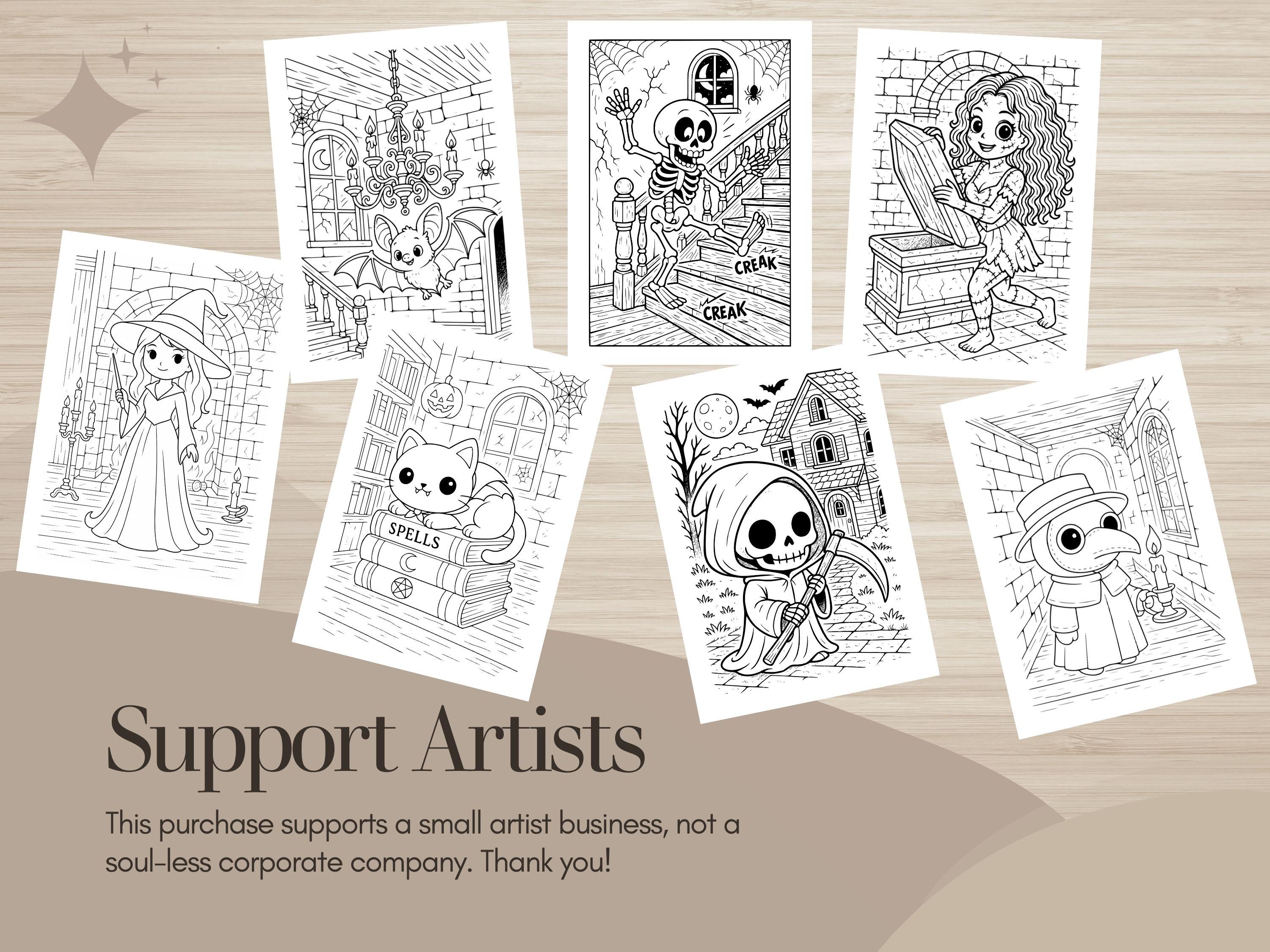 Spooky Cuties Halloween Coloring Pages: Kawaii Haunted House Coloring Book (PNG & PDF Instant Download)