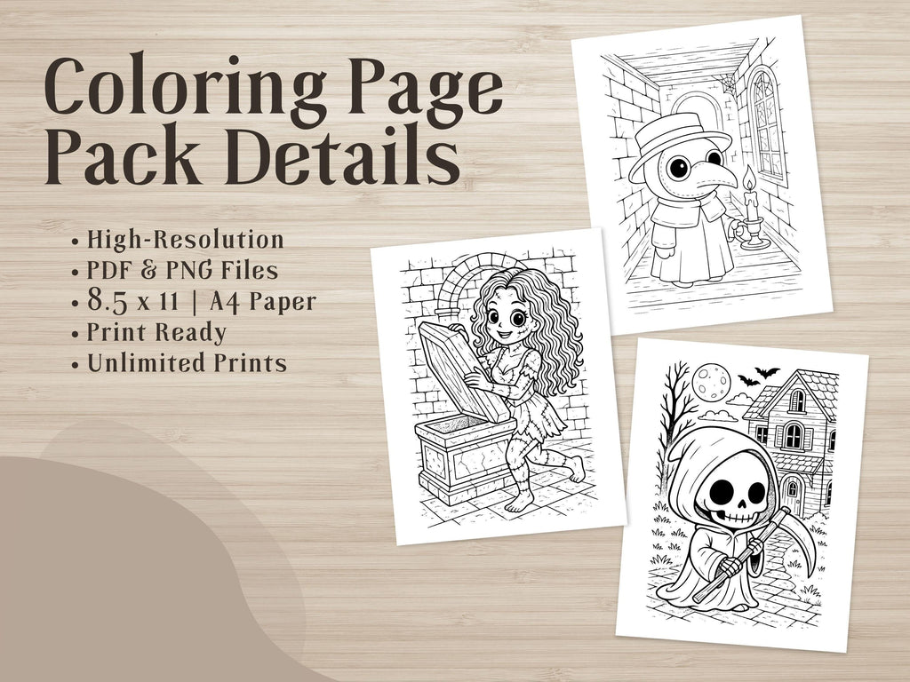 Spooky Cuties Halloween Coloring Pages: Kawaii Haunted House Coloring Book (PNG & PDF Instant Download)