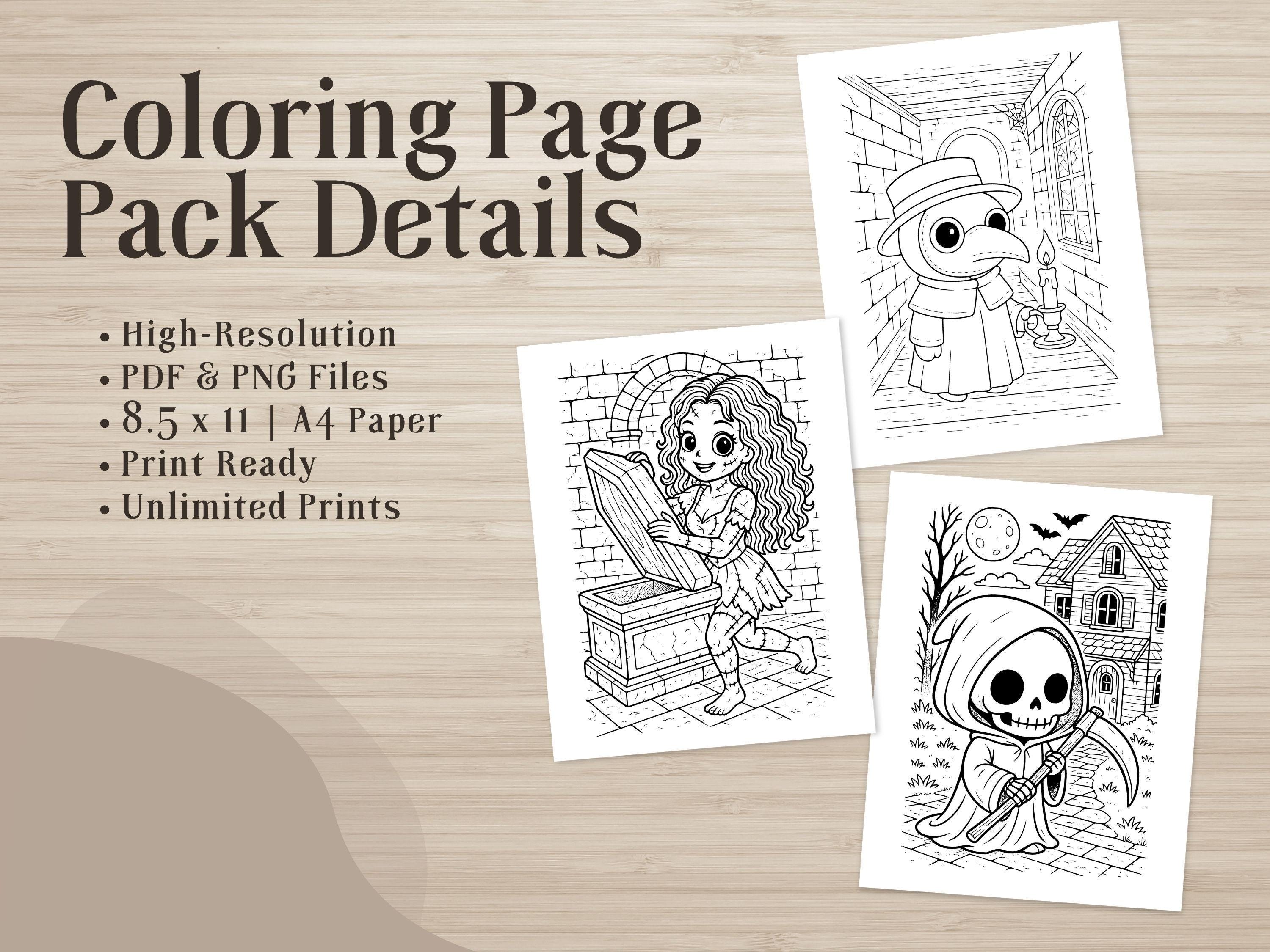 Spooky Cuties Halloween Coloring Pages: Kawaii Haunted House Coloring Book (PNG & PDF Instant Download)