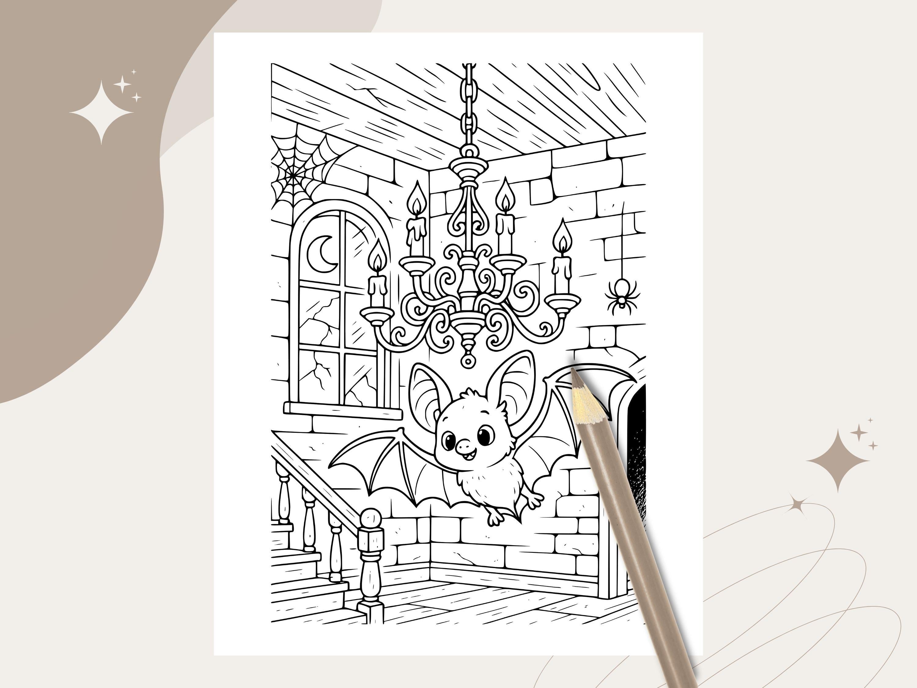 Spooky Cuties Halloween Coloring Pages: Kawaii Haunted House Coloring Book (PNG & PDF Instant Download)
