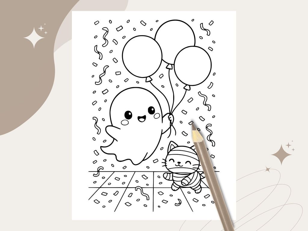 Spooky Cuties Halloween Coloring Pages: Monster's Midnight Dance Coloring Book (PNG & PDF Instant Download)
