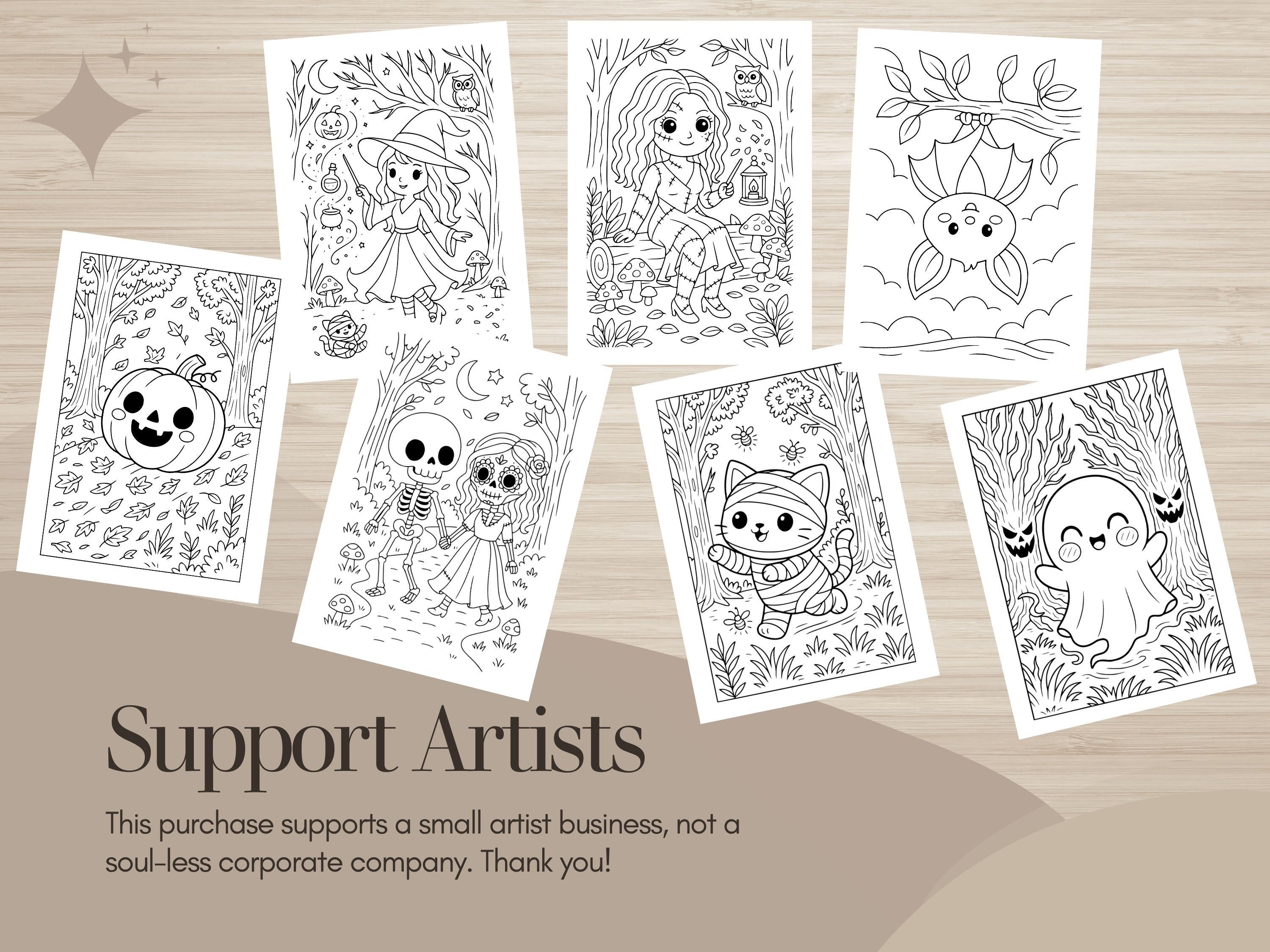 Spooky Cuties Halloween Coloring Pages: Enchanted Forest Adventure (PDF & PNG)