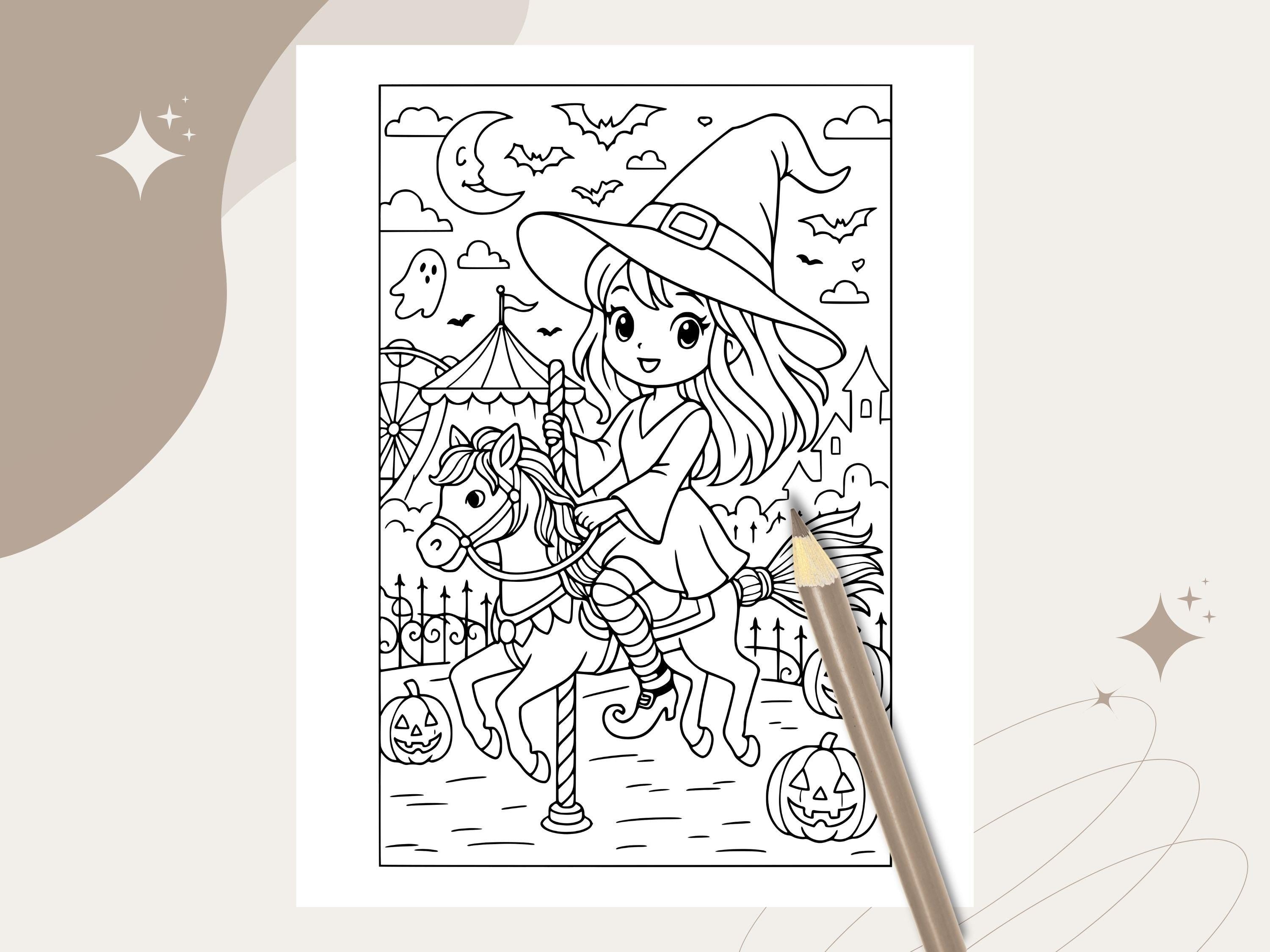 Spooky Cuties Halloween Coloring Pages: Creepy-Cute Carnival (PDF & PNG)