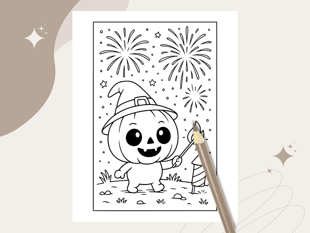 Spooky Cuties Halloween Coloring Pages: Halloween Night Celebration (PDF & PNG)