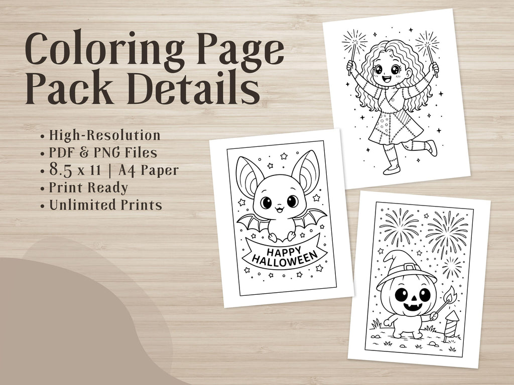 Spooky Cuties Halloween Coloring Pages: Halloween Night Celebration (PDF & PNG)