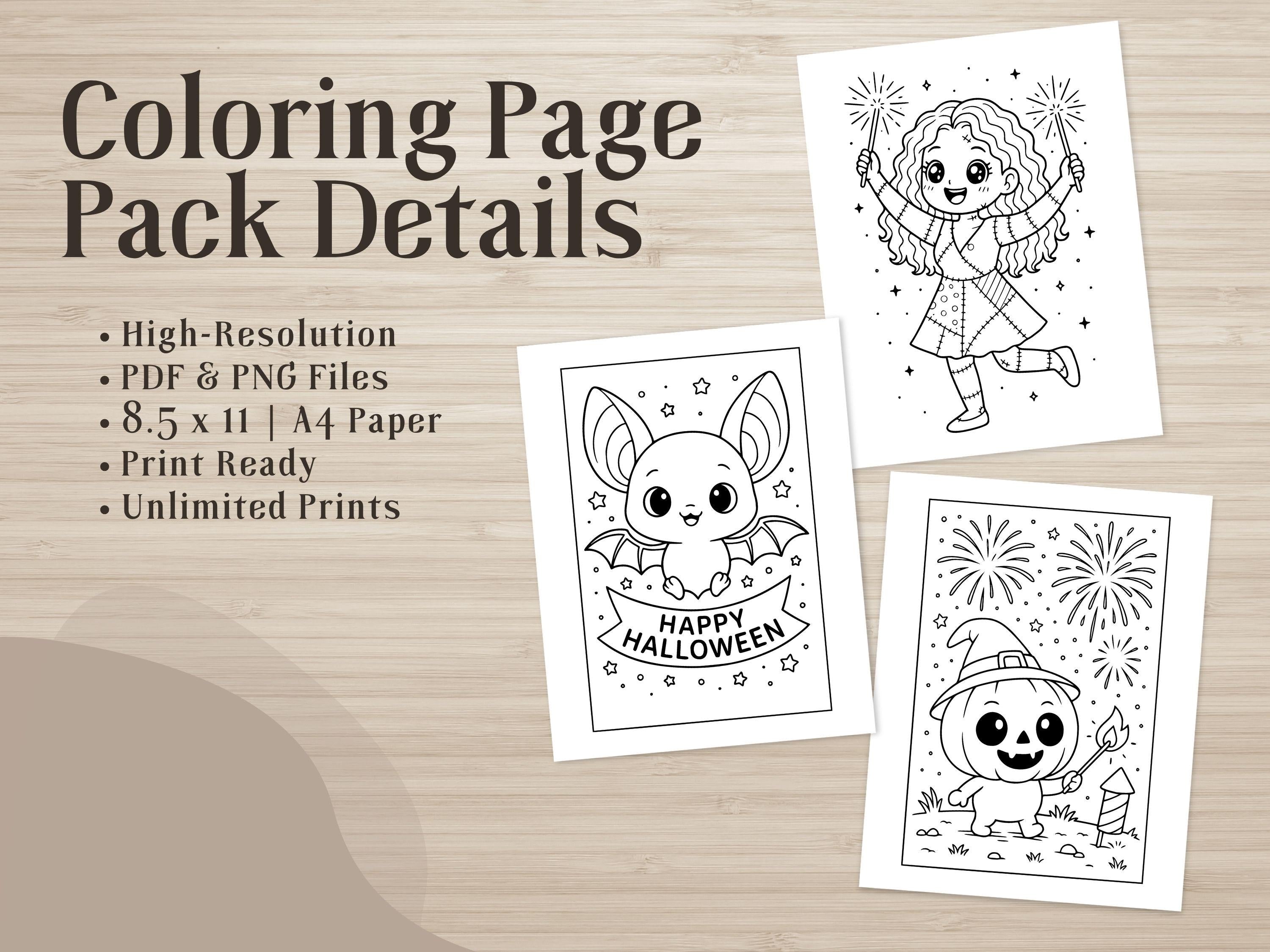 Spooky Cuties Halloween Coloring Pages: Halloween Night Celebration (PDF & PNG)