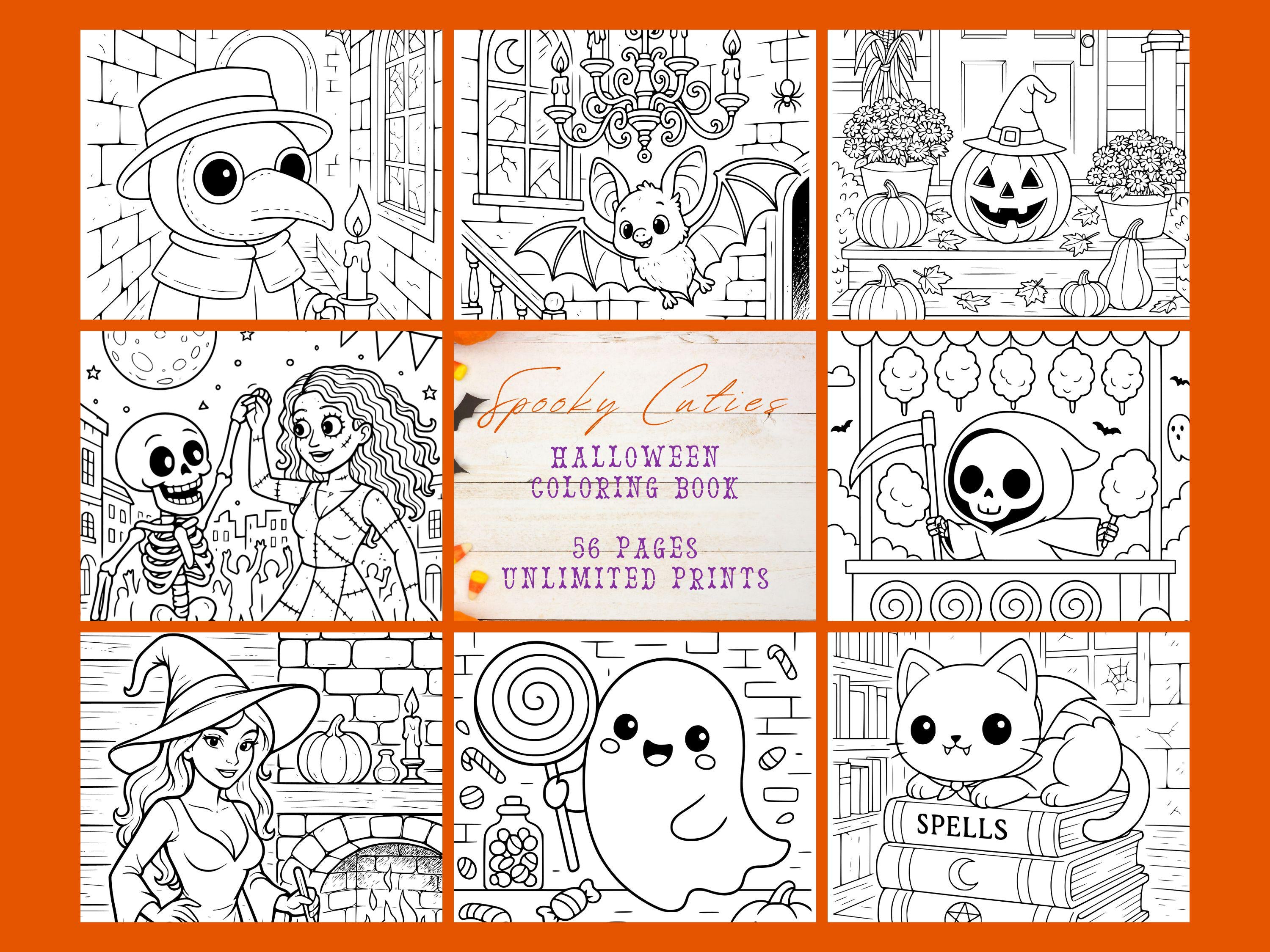 Spooky Cuties: Halloween Coloring Book - 56 Kawaii Pages (PDF)