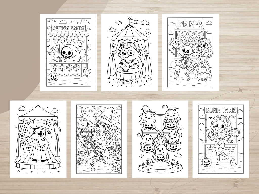 Spooky Cuties: Halloween Coloring Book - 56 Kawaii Pages (PDF)