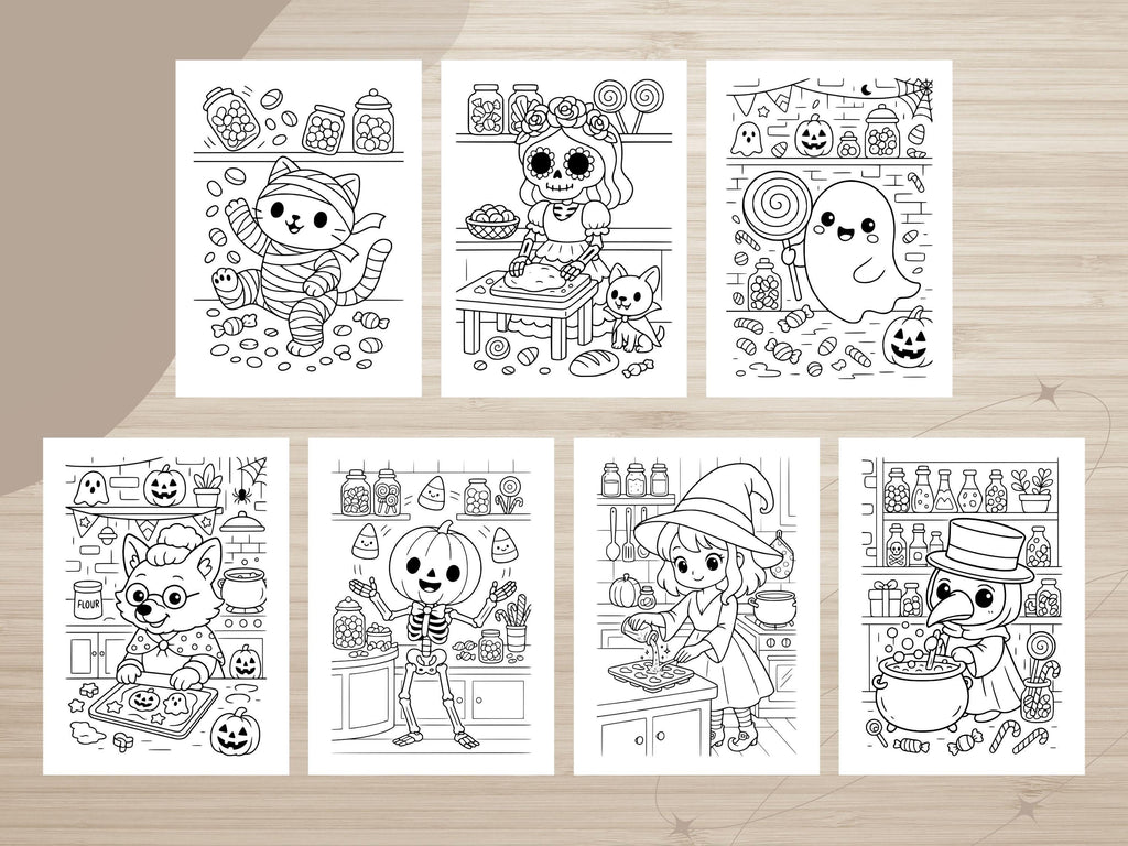 Spooky Cuties: Halloween Coloring Book - 56 Kawaii Pages (PDF)