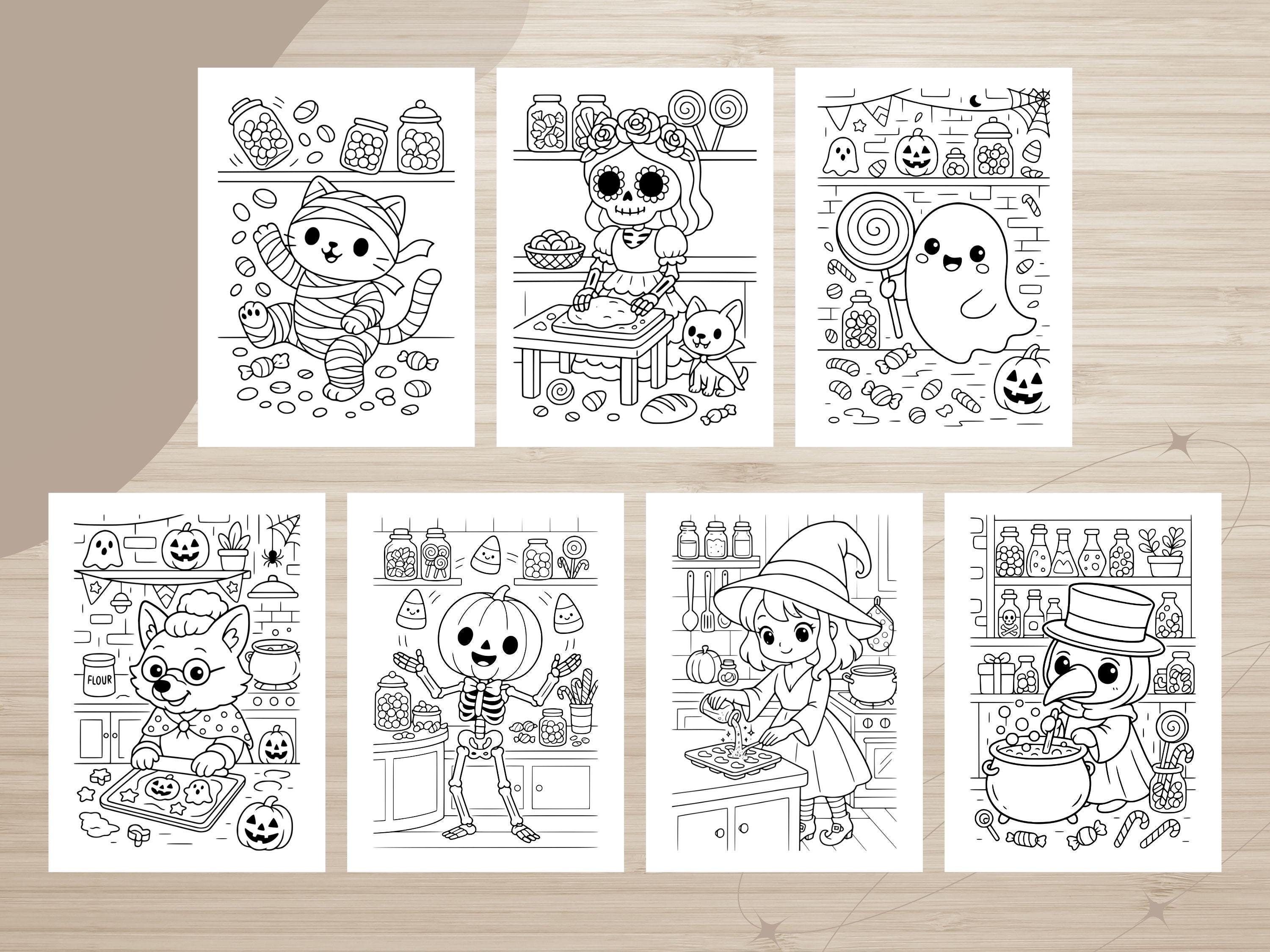Spooky Cuties: Halloween Coloring Book - 56 Kawaii Pages (PDF)