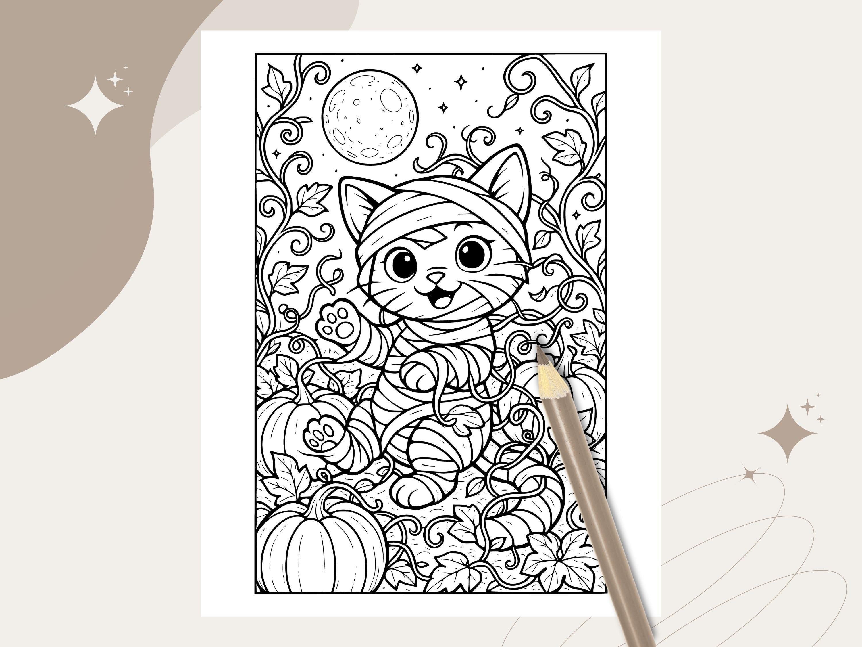 Spooky Cuties Halloween Coloring Pages: Pumpkin Patch (PNG & PDF Instant Download)