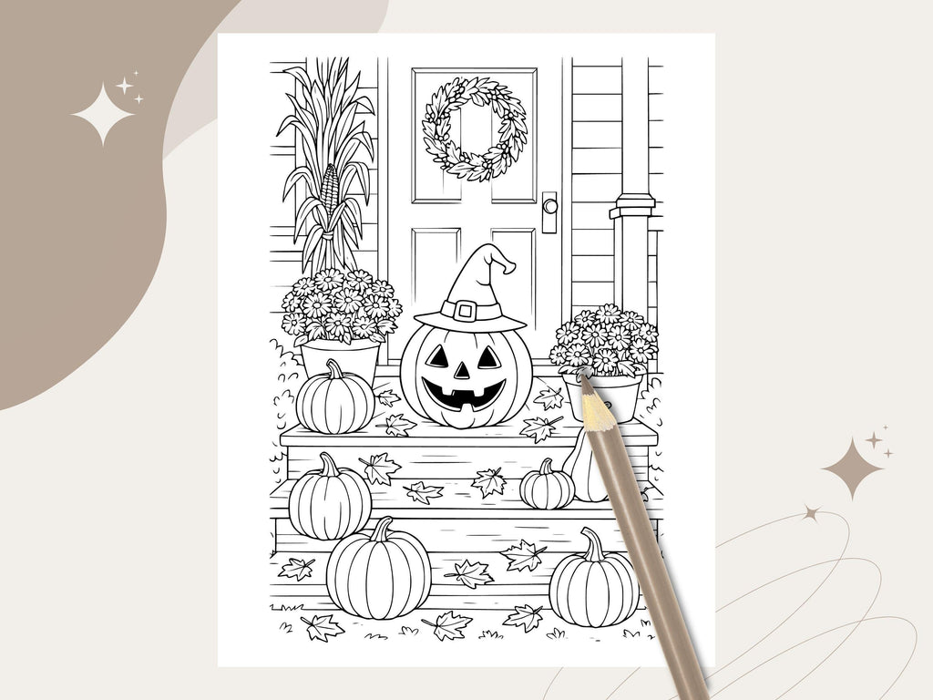 Spooky Cuties Halloween Coloring Pages: Pumpkin Patch (PNG & PDF Instant Download)