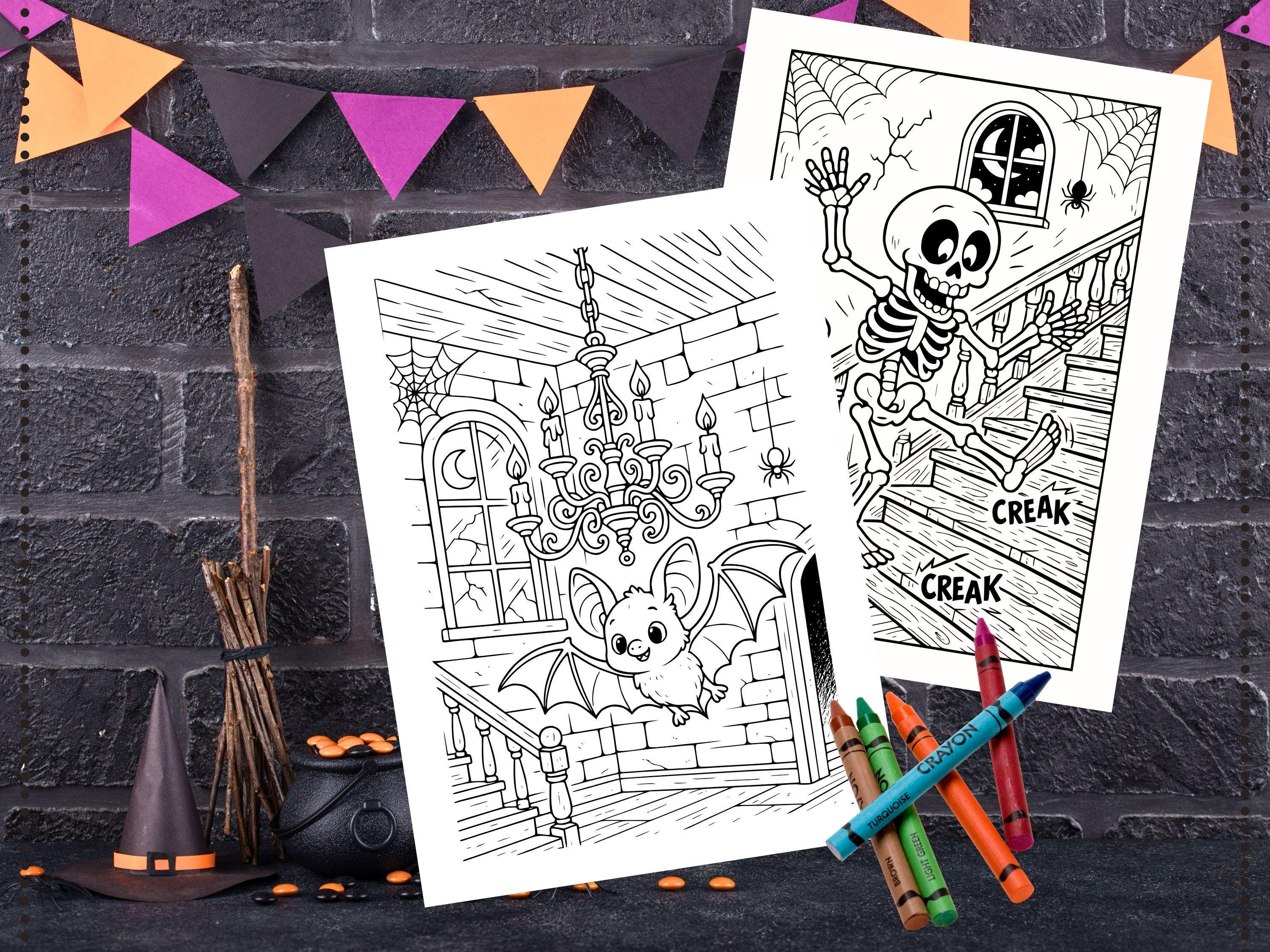 Spooky Cuties Halloween Coloring Pages: Kawaii Haunted House Coloring Book (PNG & PDF Instant Download)
