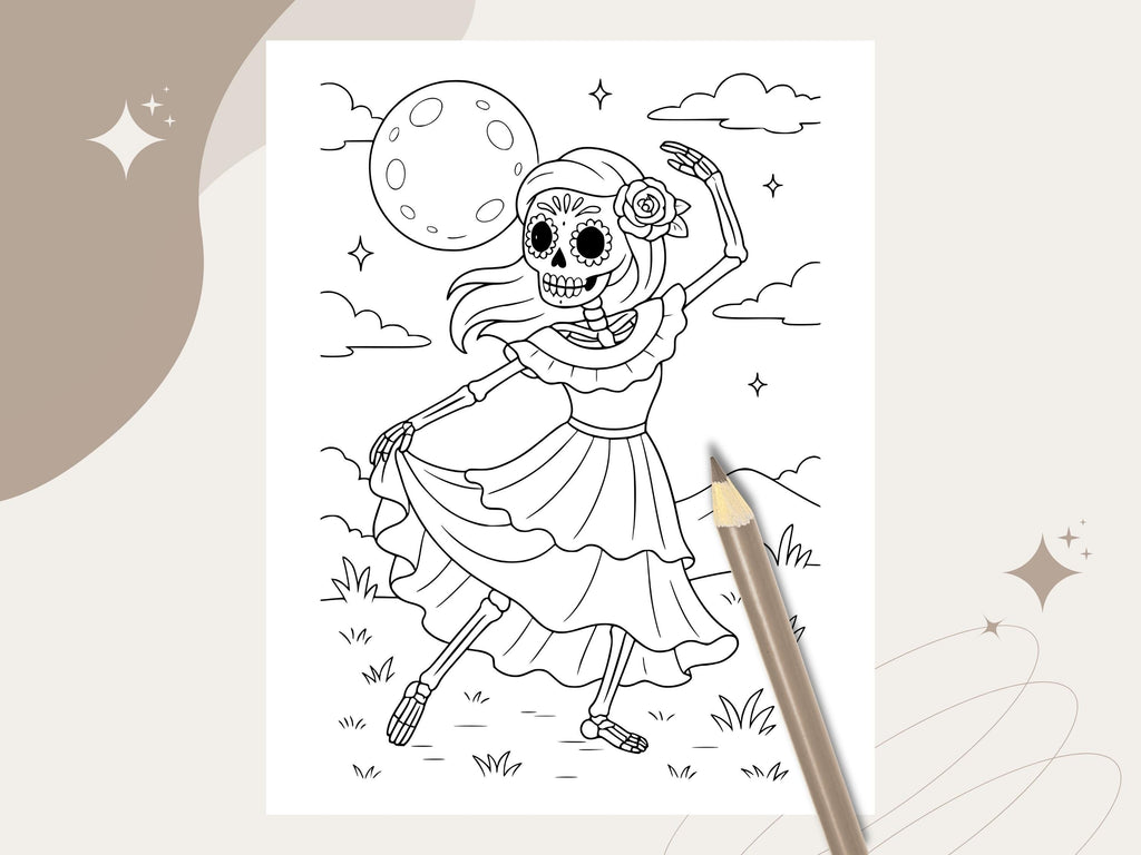 Spooky Cuties Halloween Coloring Pages: Monster's Midnight Dance Coloring Book (PNG & PDF Instant Download)