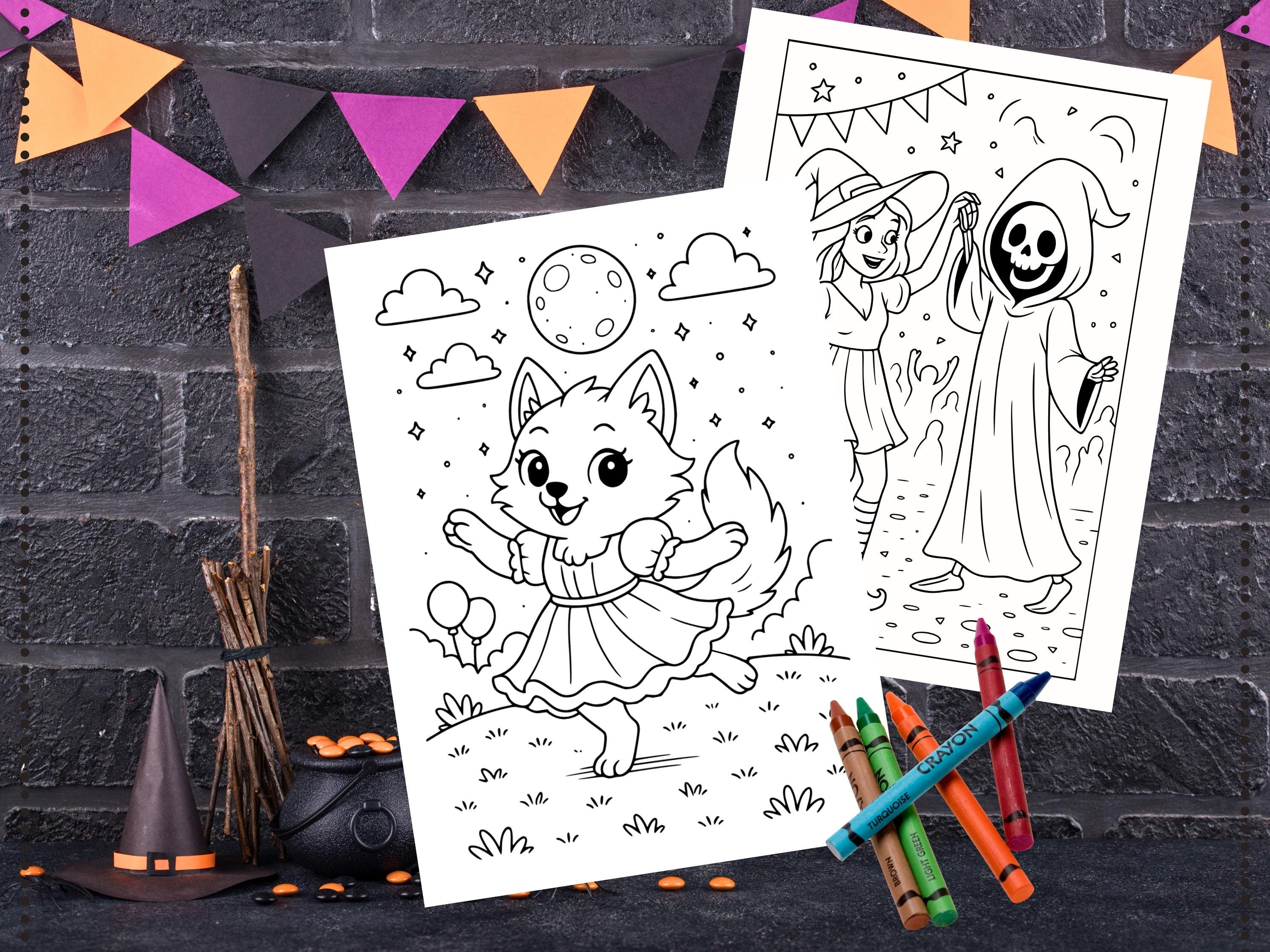 Spooky Cuties Halloween Coloring Pages: Monster's Midnight Dance Coloring Book (PNG & PDF Instant Download)
