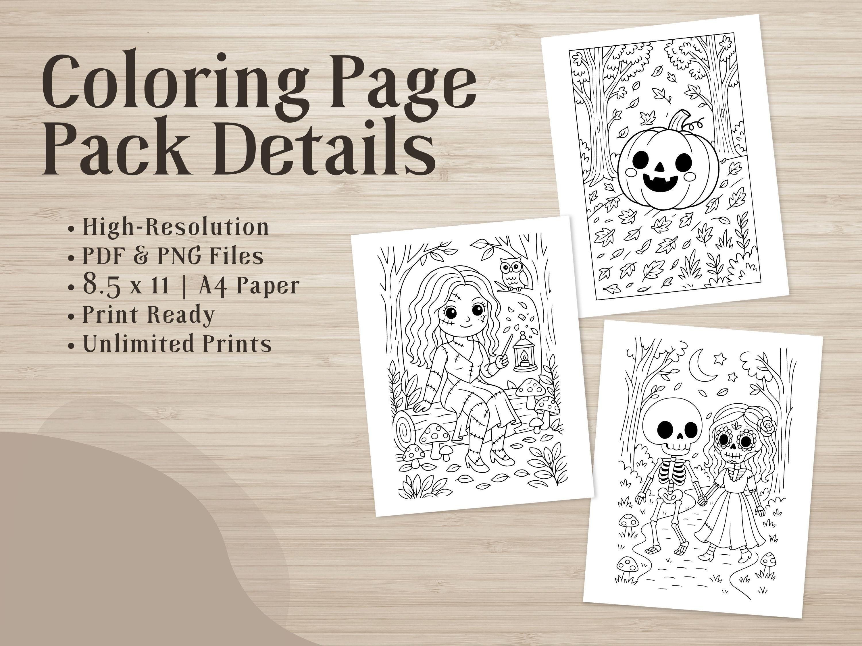 Spooky Cuties Halloween Coloring Pages: Enchanted Forest Adventure (PDF & PNG)