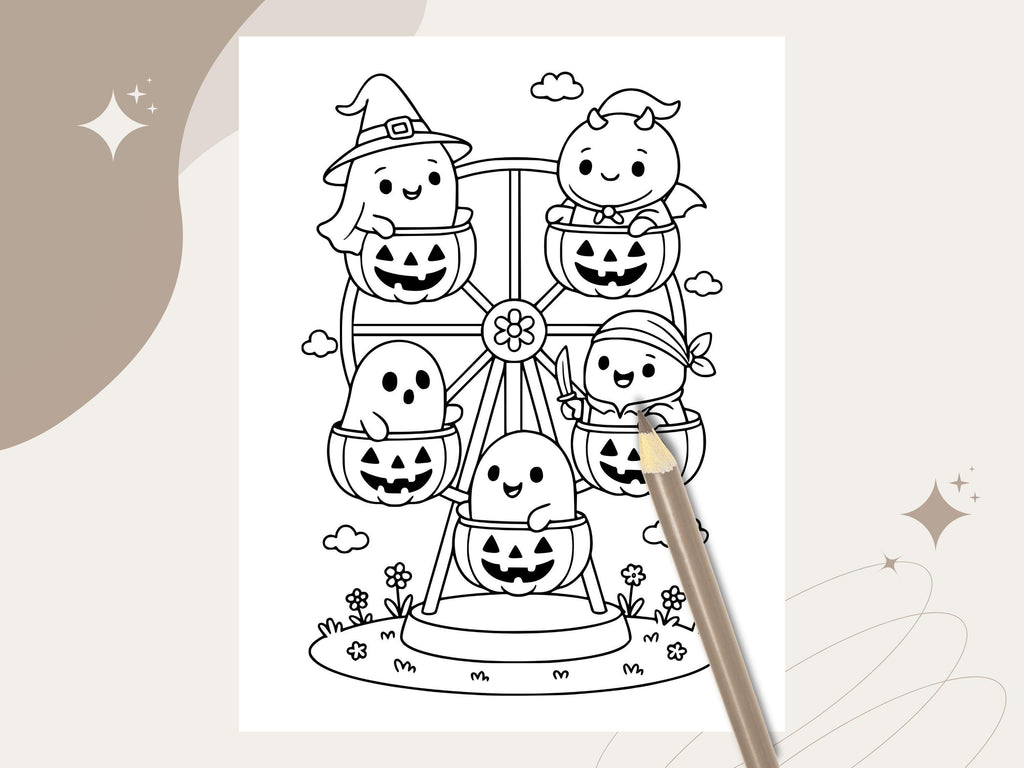 Spooky Cuties Halloween Coloring Pages: Creepy-Cute Carnival (PDF & PNG)