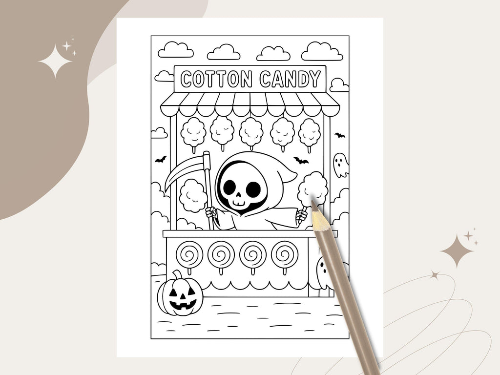 Spooky Cuties Halloween Coloring Pages: Creepy-Cute Carnival (PDF & PNG)