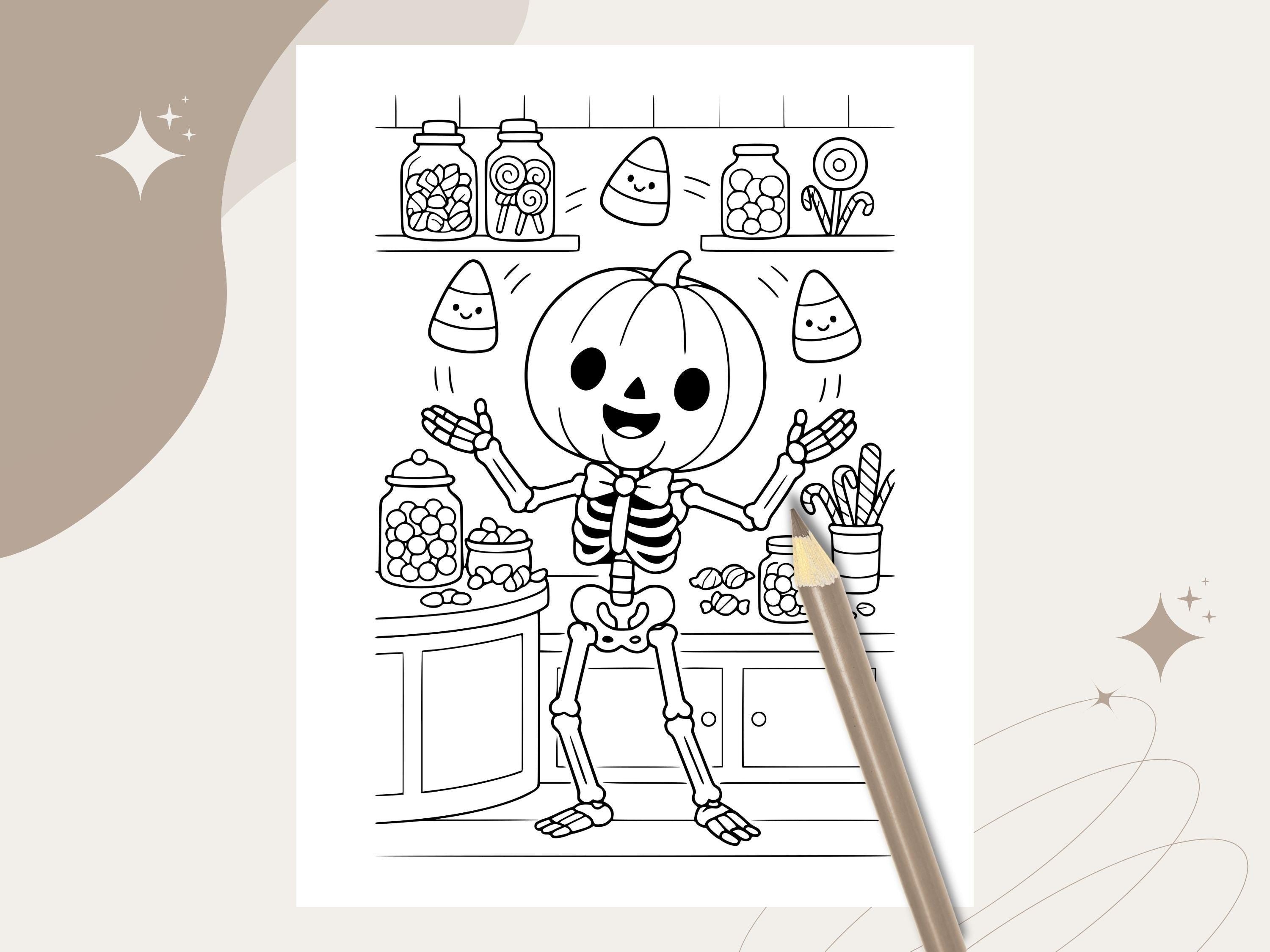 Spooky Cuties Halloween Coloring Pages: Potion and Candy Workshop (PDF & PNG)