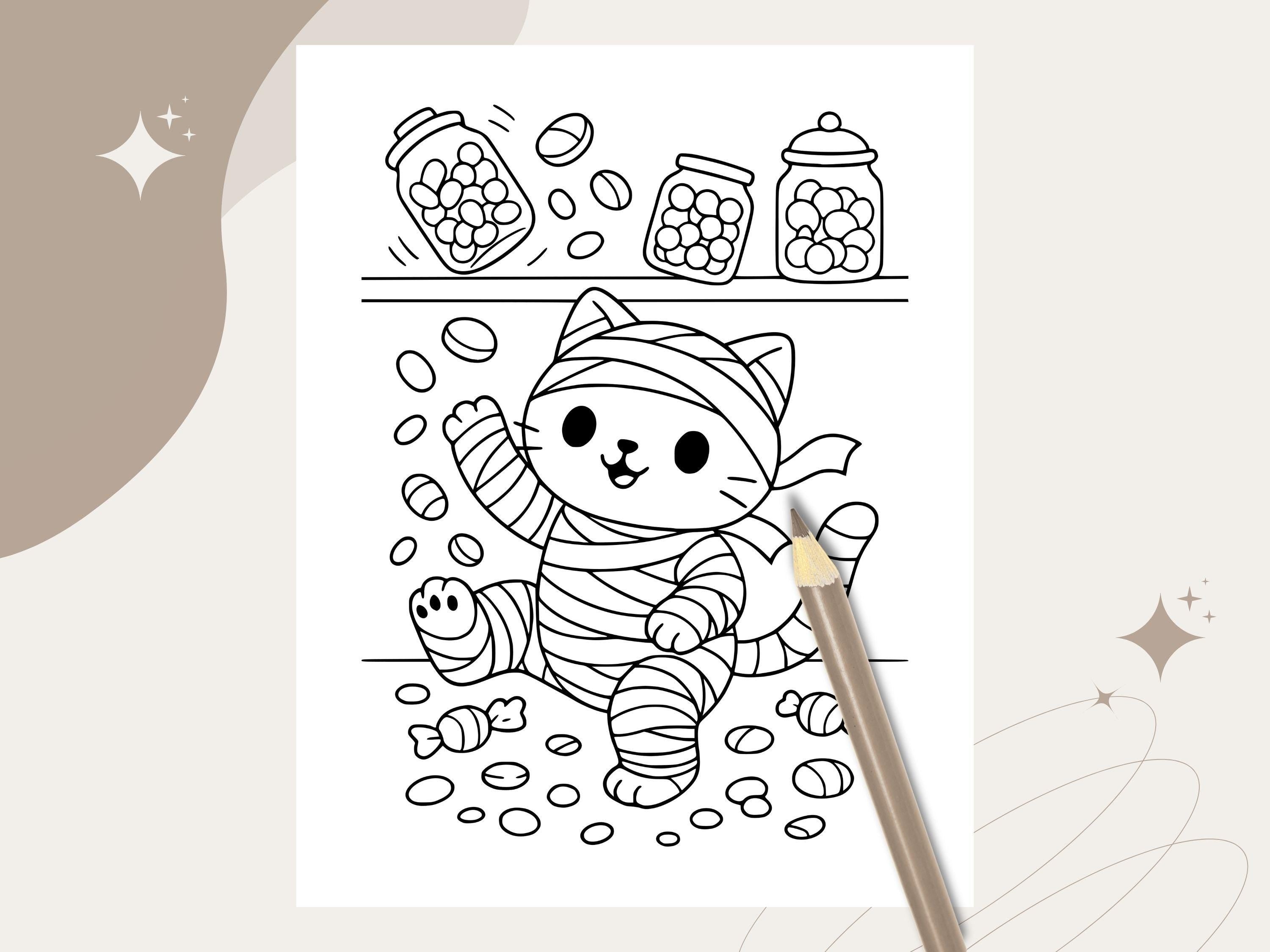 Spooky Cuties Halloween Coloring Pages: Potion and Candy Workshop (PDF & PNG)
