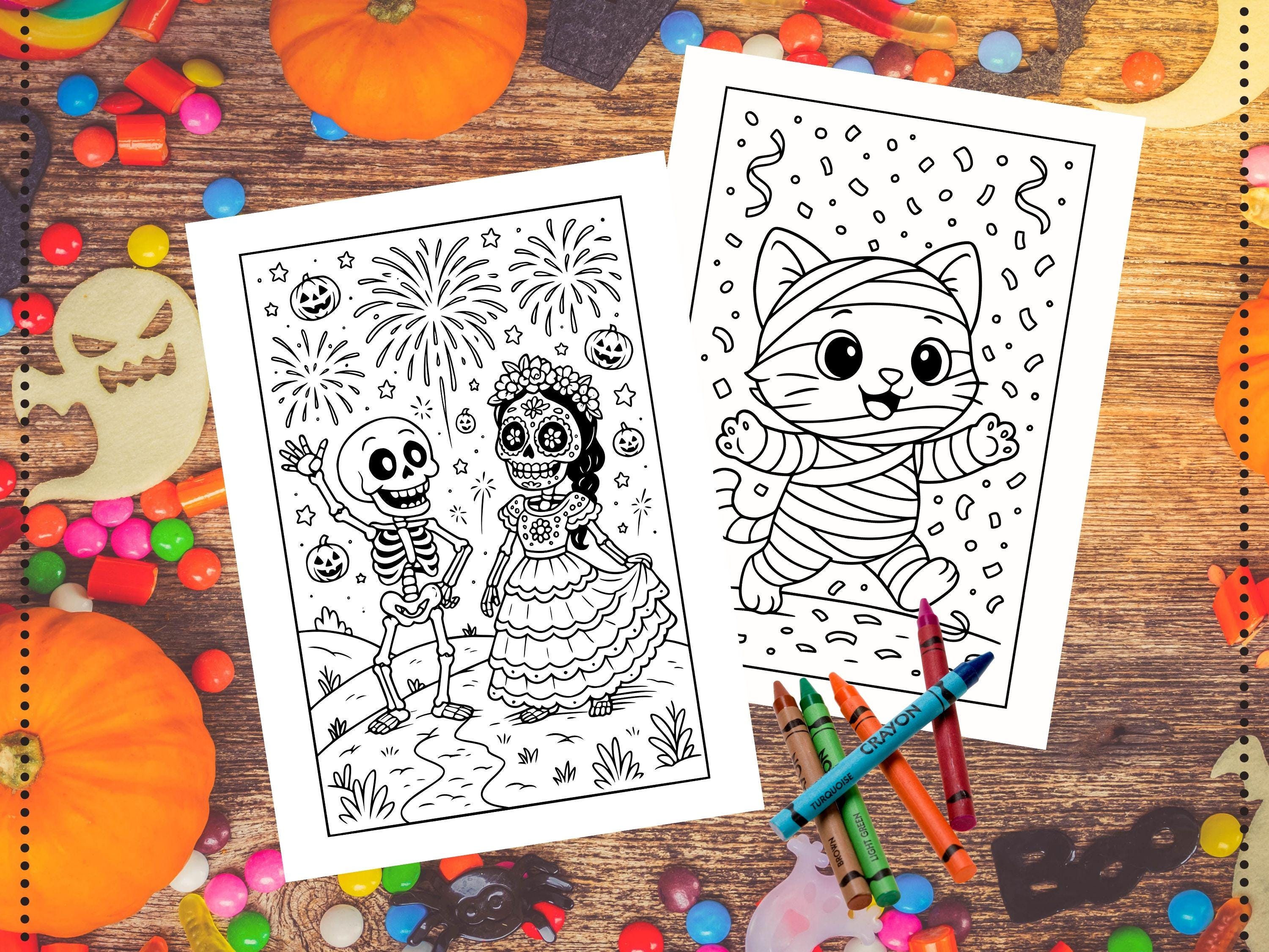 Spooky Cuties Halloween Coloring Pages: Halloween Night Celebration (PDF & PNG)