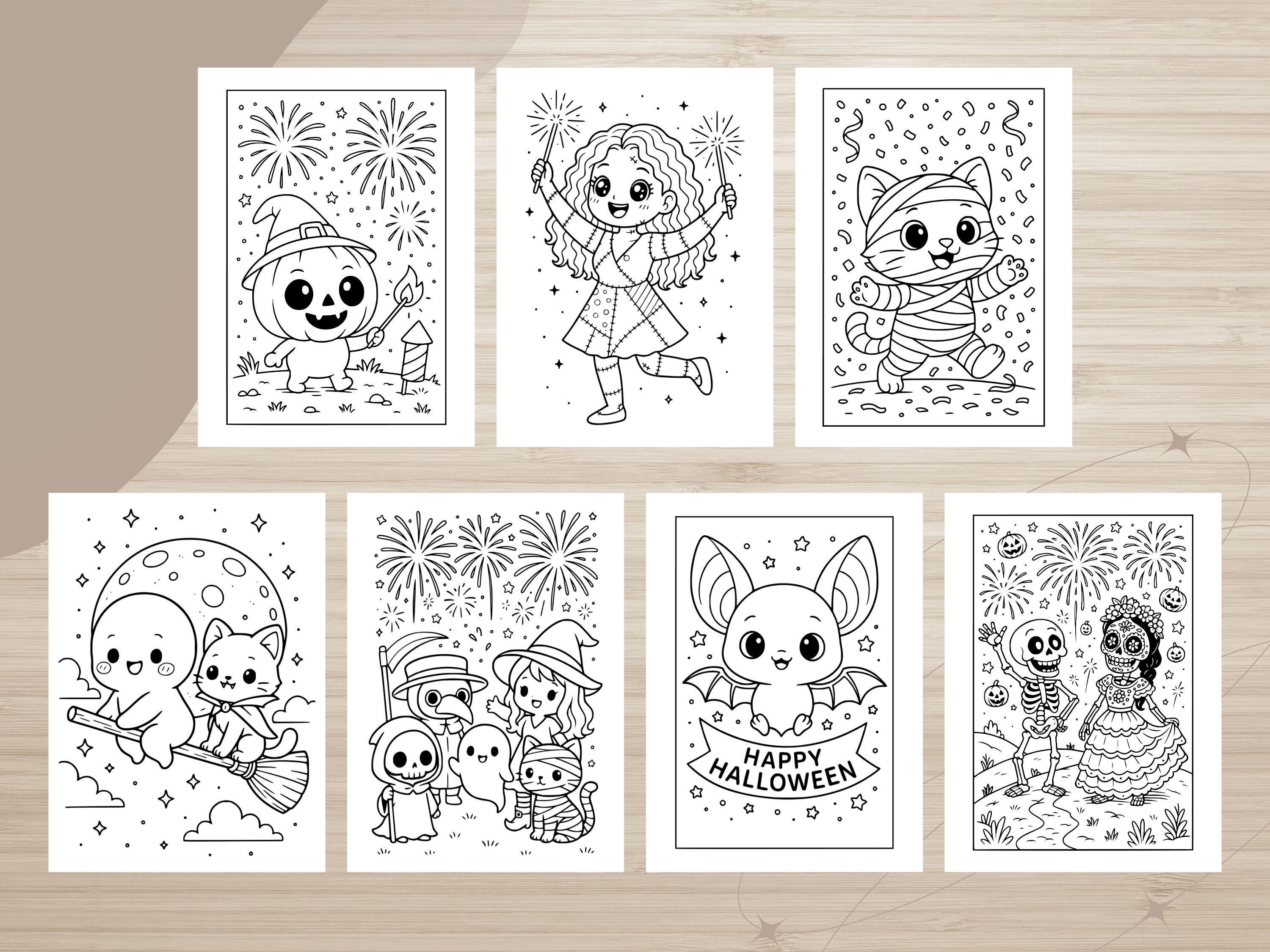 Spooky Cuties: Halloween Coloring Book - 56 Kawaii Pages (PDF)