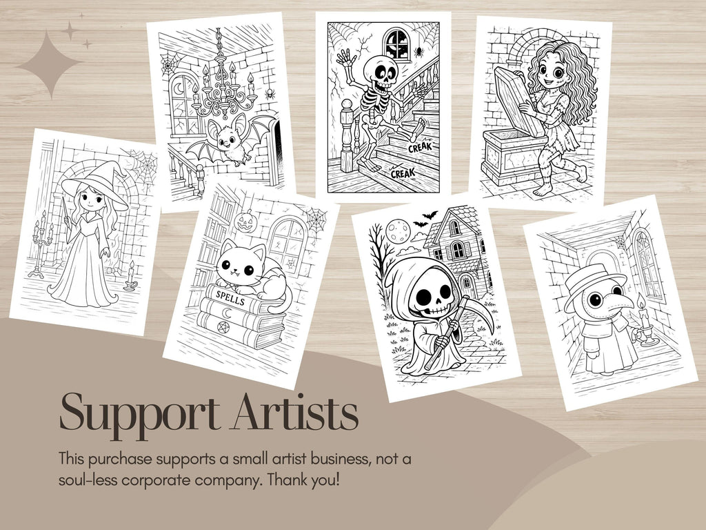 Spooky Cuties: Halloween Coloring Book - 56 Kawaii Pages (PDF)