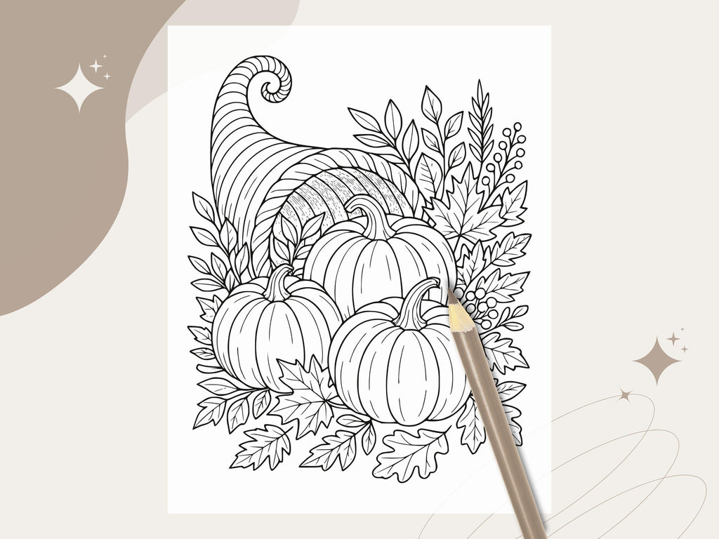 Thanksgiving Coloring Pages: Grateful, Thankful For Family, Pumpkin, Fox (PDF Download)